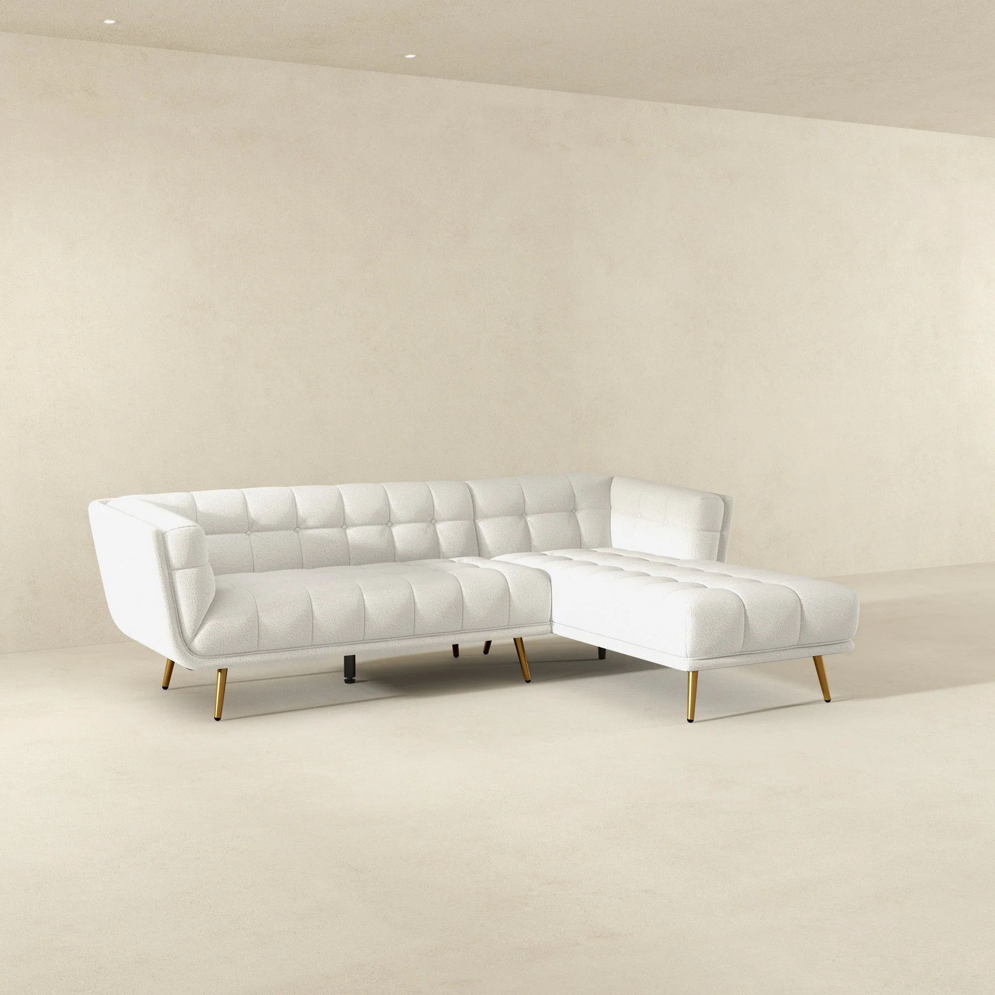 Addison Right Sectional Cream Boucle Sofa - Image 3