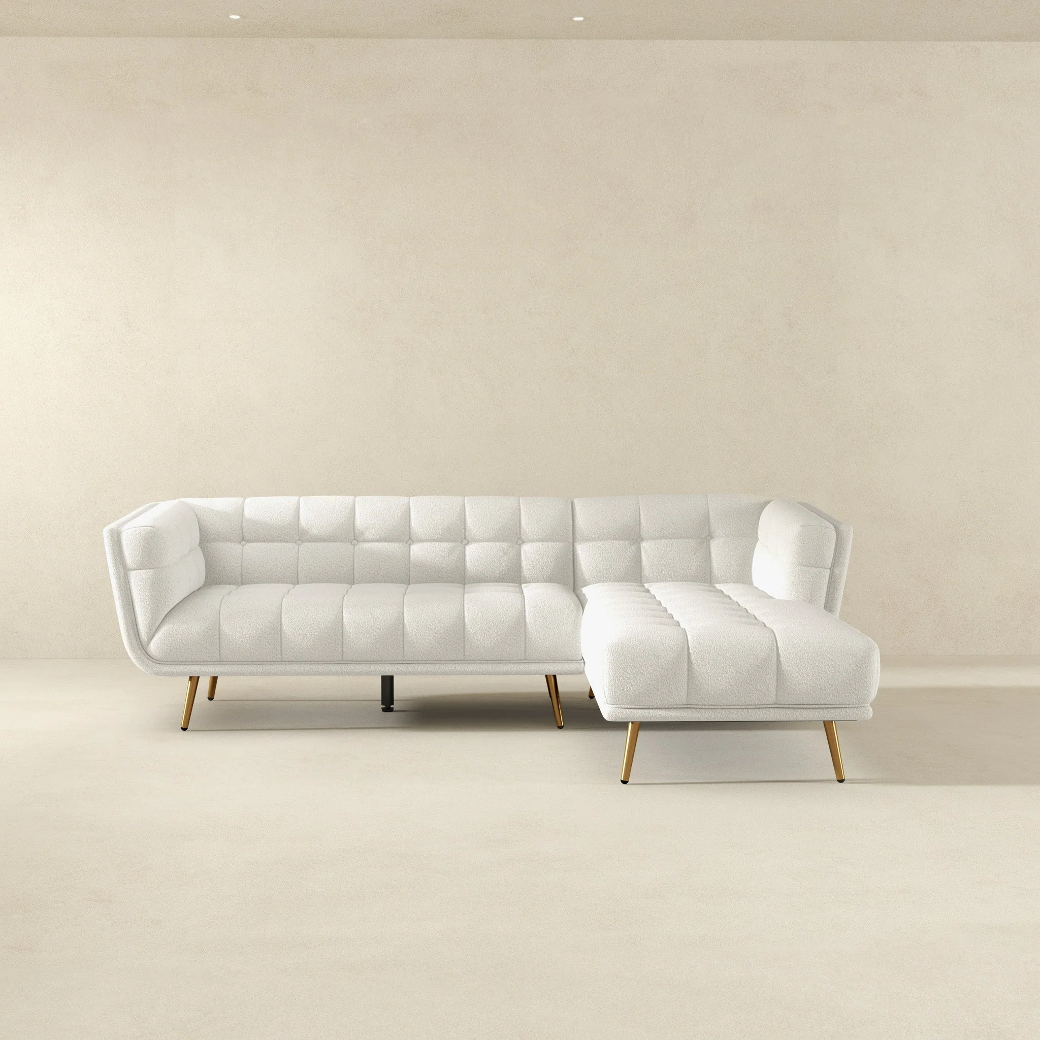 Addison Right Sectional Cream Boucle Sofa - Image 4