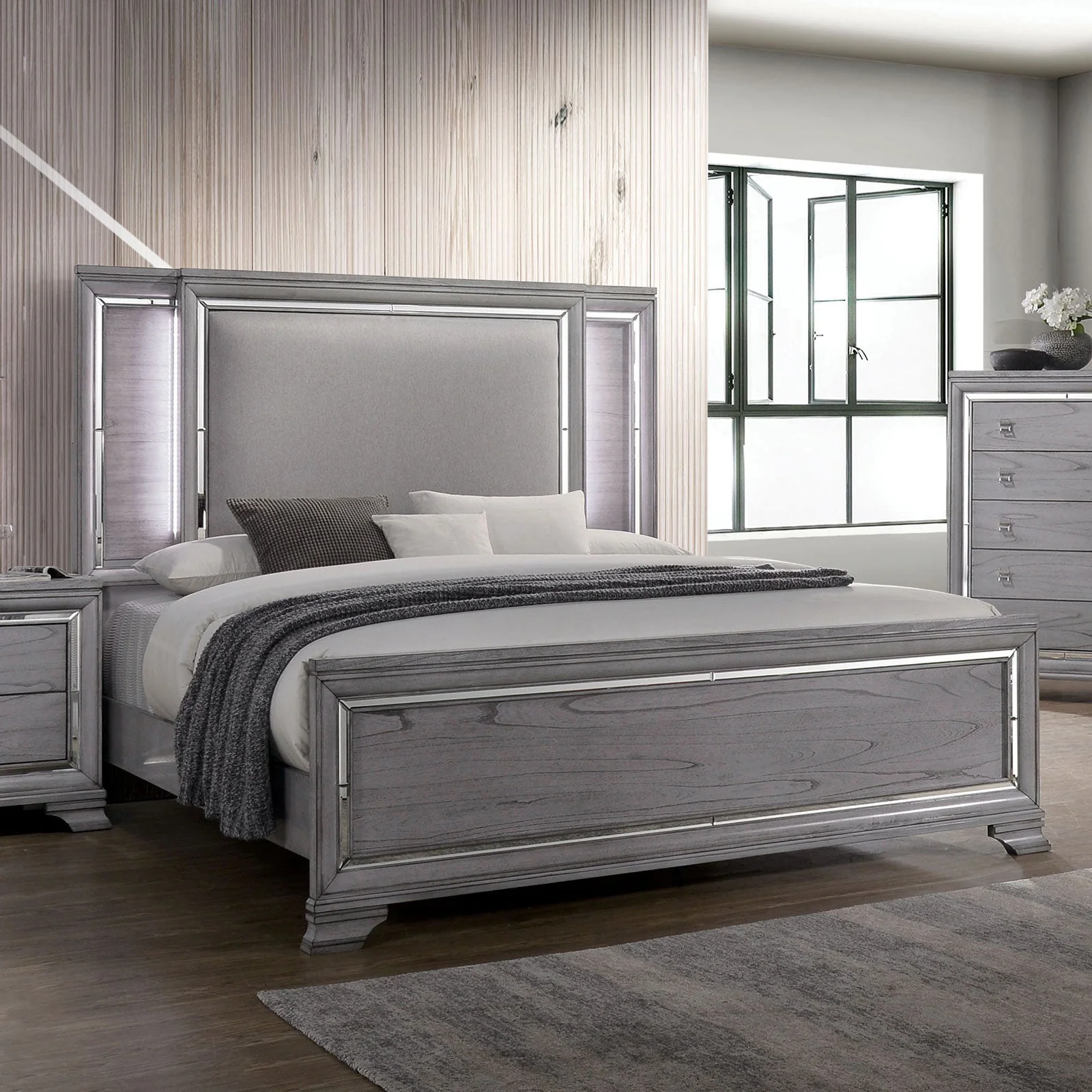Alanis Light Gray 5 Pc. Queen Bedroom Set w/ Chest - Image 2