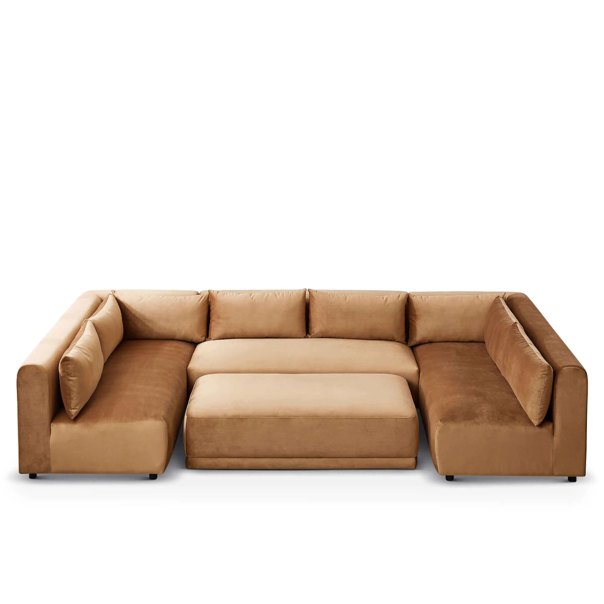 Aleny Cognac Velvet Modular Corner Sofa - Image 7