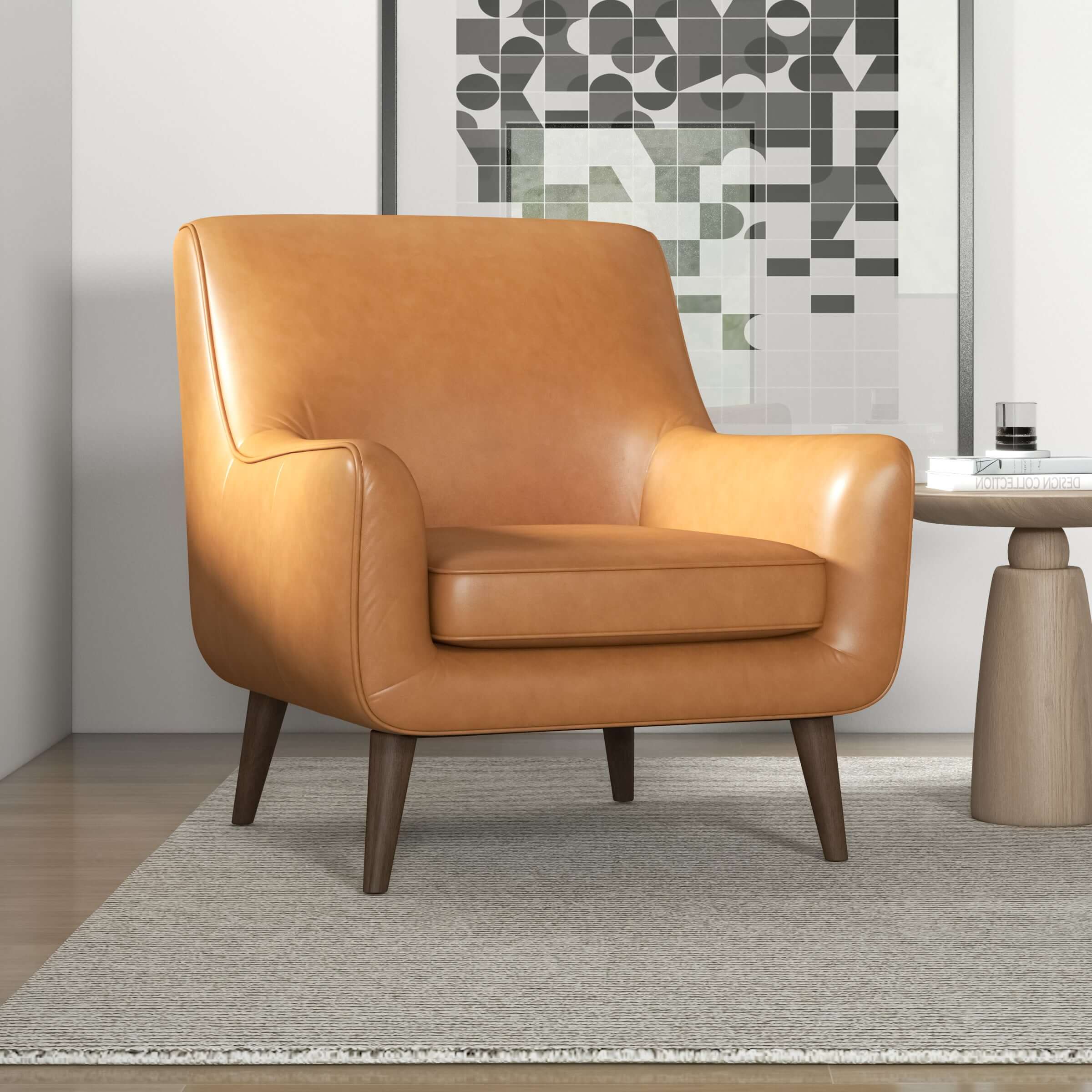Alex Tan Leather Lounge Chair - Image 6