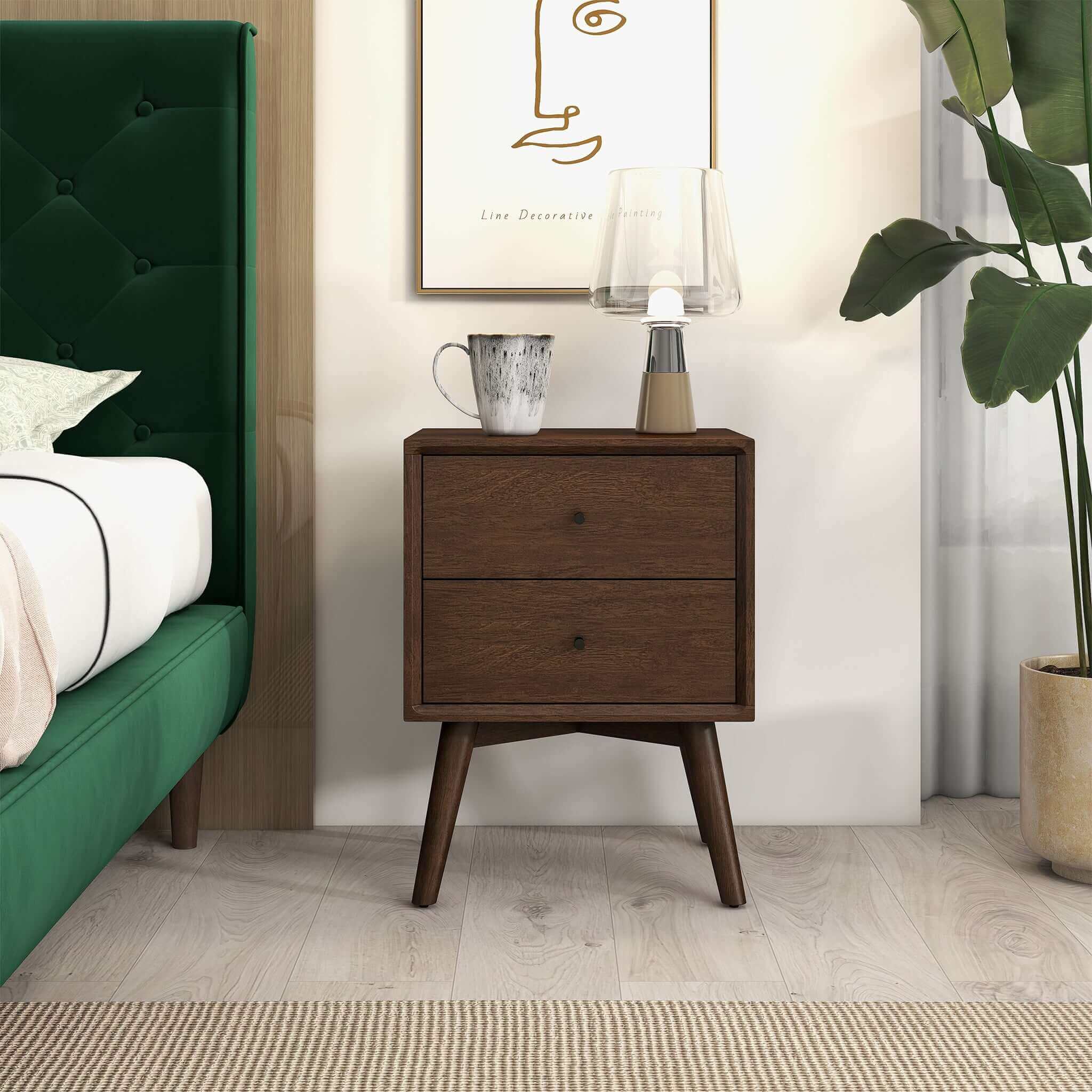 Alexa Mid Century Modern Style Night Stand 2-Drawer - Image 3