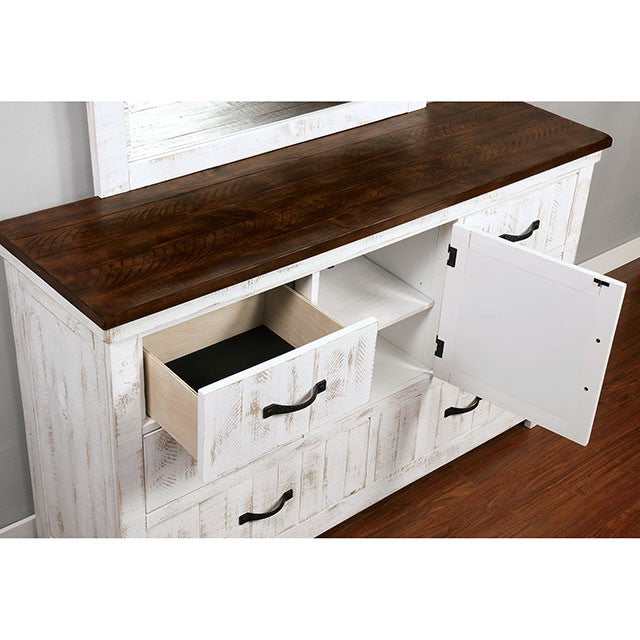 Alyson Distressed White/Walnut Dresser - Image 2
