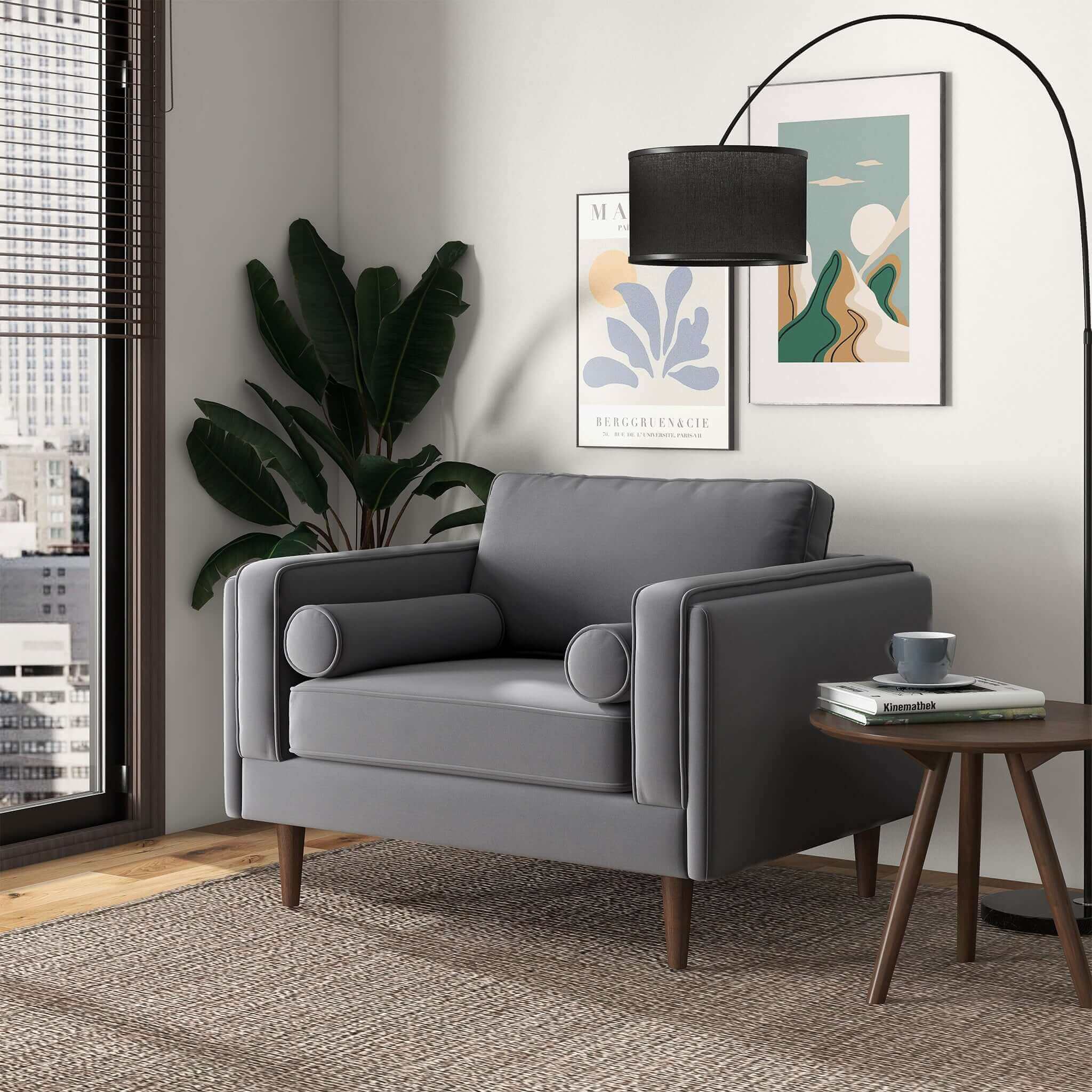 Amber Grey Velvet Lounge Chair - Image 2