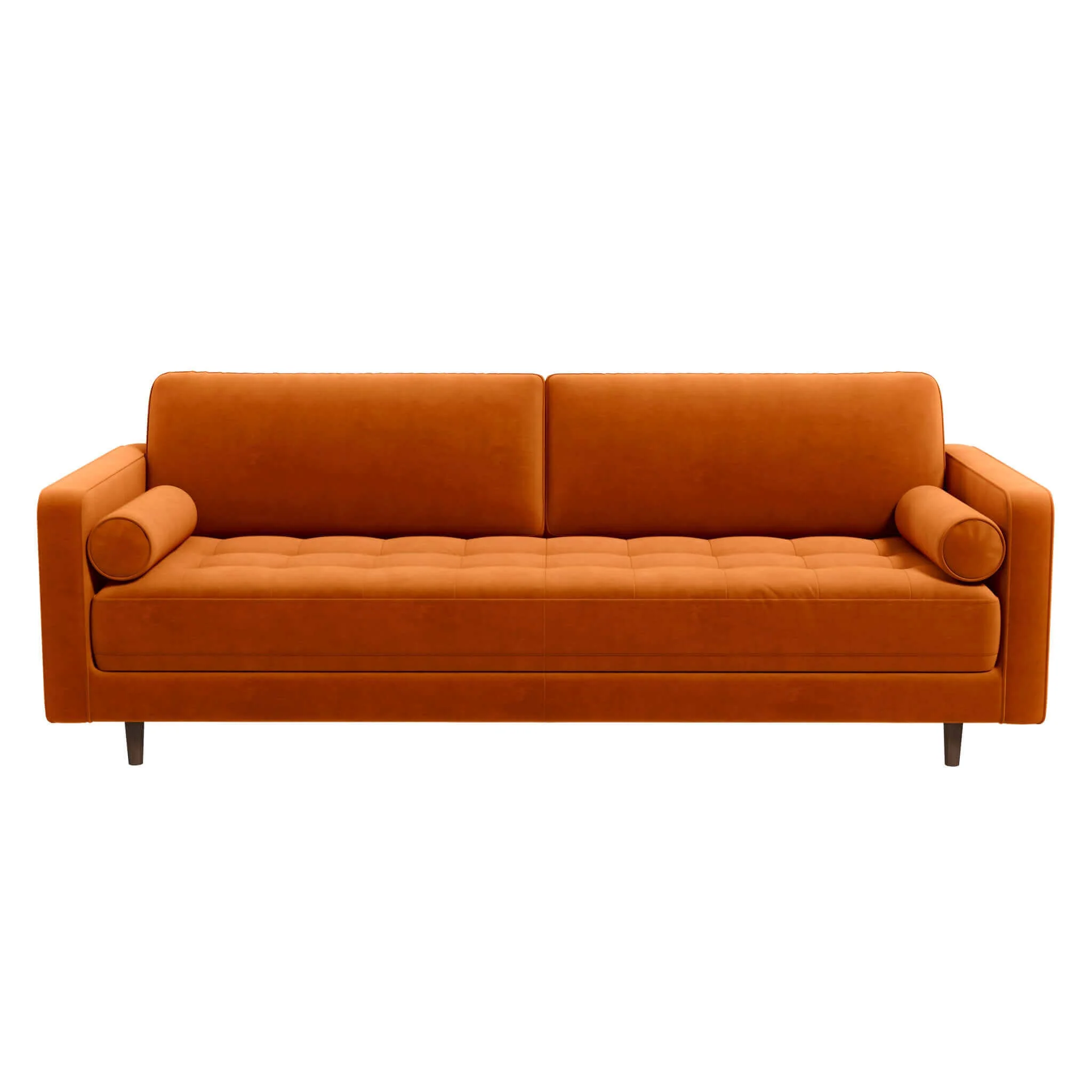 Anthony Burnt Orange Pillow Back Velvet Sofa - Image 7