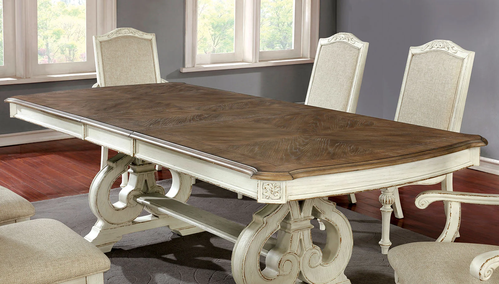 Arcadia Antique White 9 Pc. Dining Room Set - Image 3