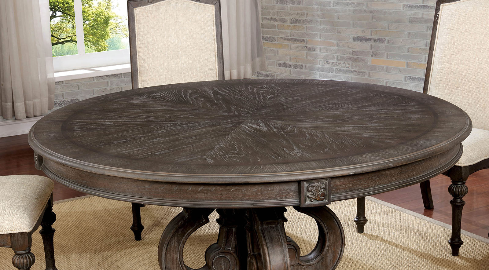 Arcadia Rustic Natural Tone/Ivory 7 Pc. Round Dining Room Set - Image 2