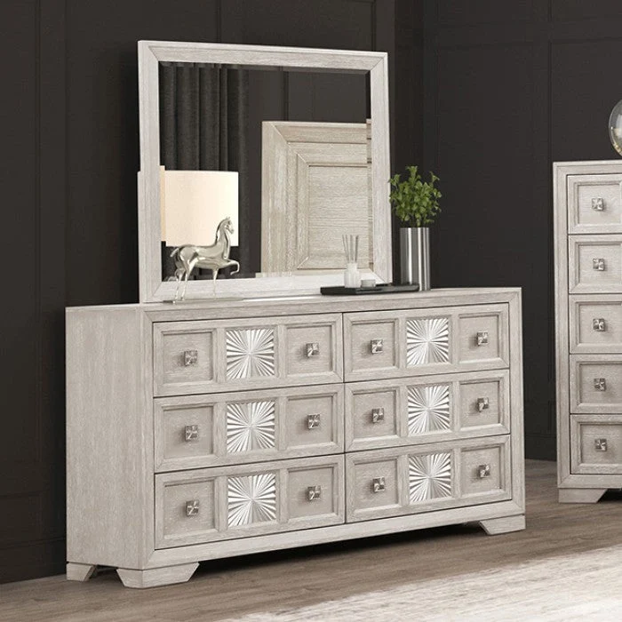 Argenthart Light Gray Queen 5 Piece Bedroom Set w/2 Nightstands - Image 2