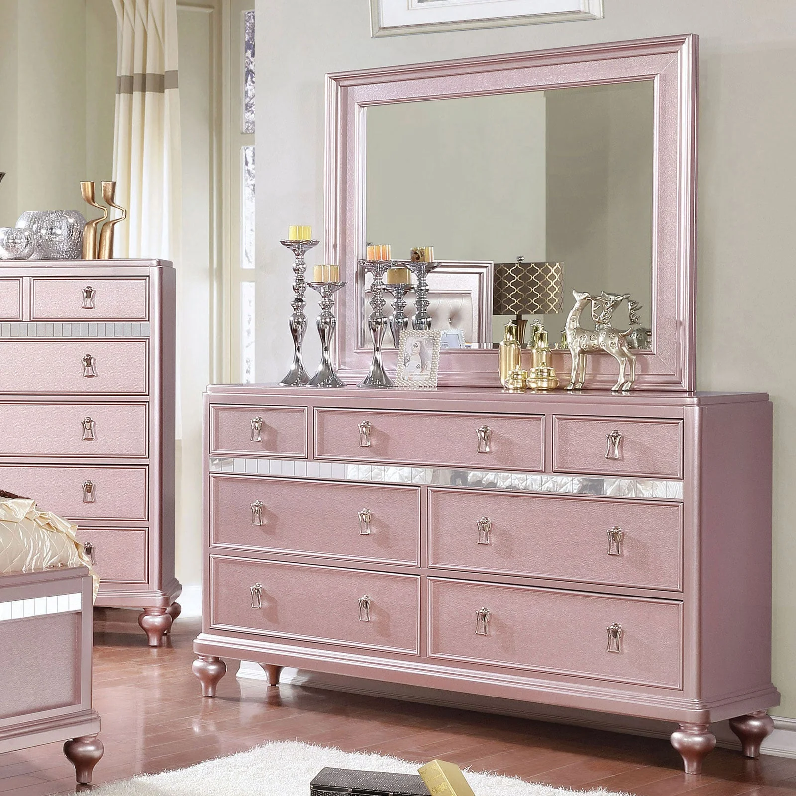 Ariston Rose Gold 4 Pc. Full Bedroom Set - Image 3