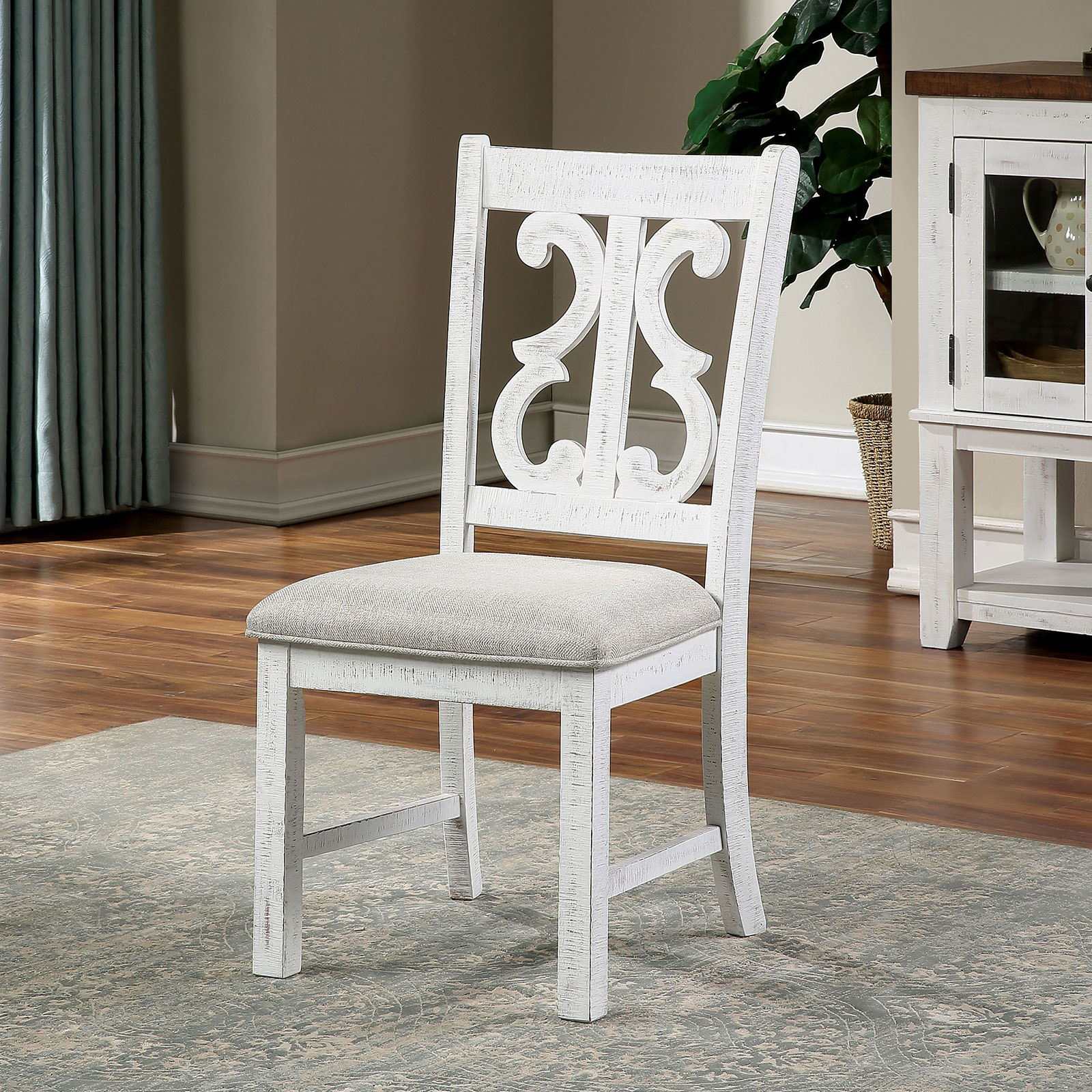 Auletta White & Dark Oak 5pc Round Dining Room Set - Image 2