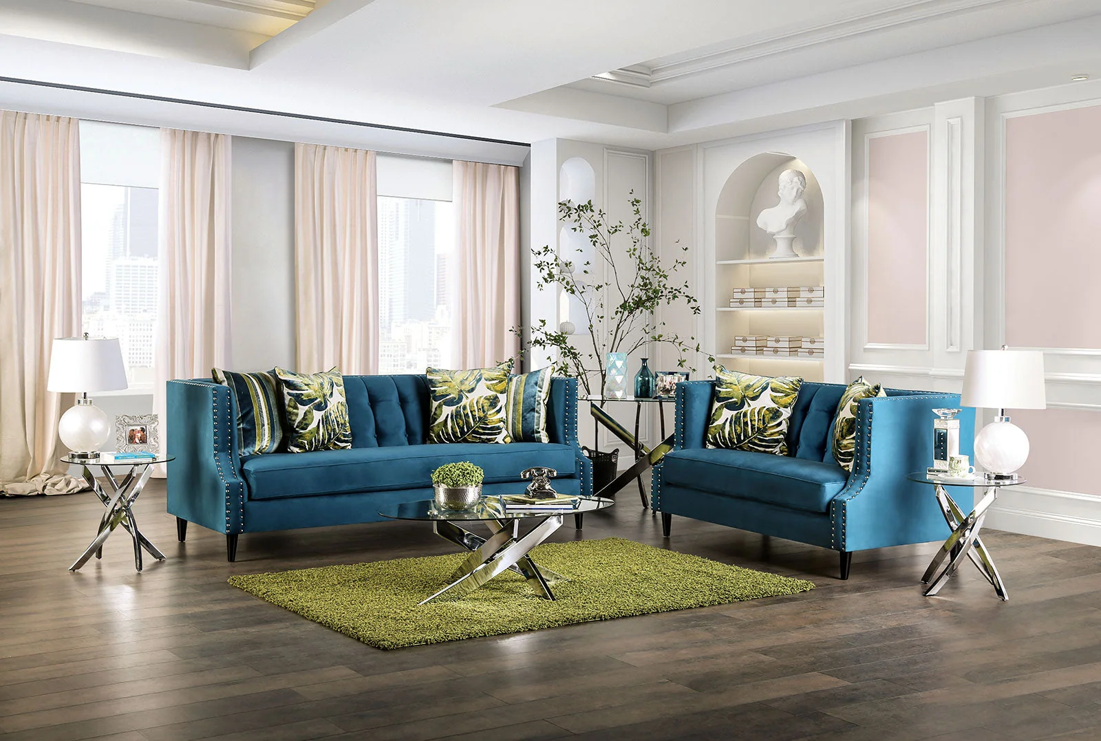 Azuletti Dark Teal/Apple Green Sofa - Image 7