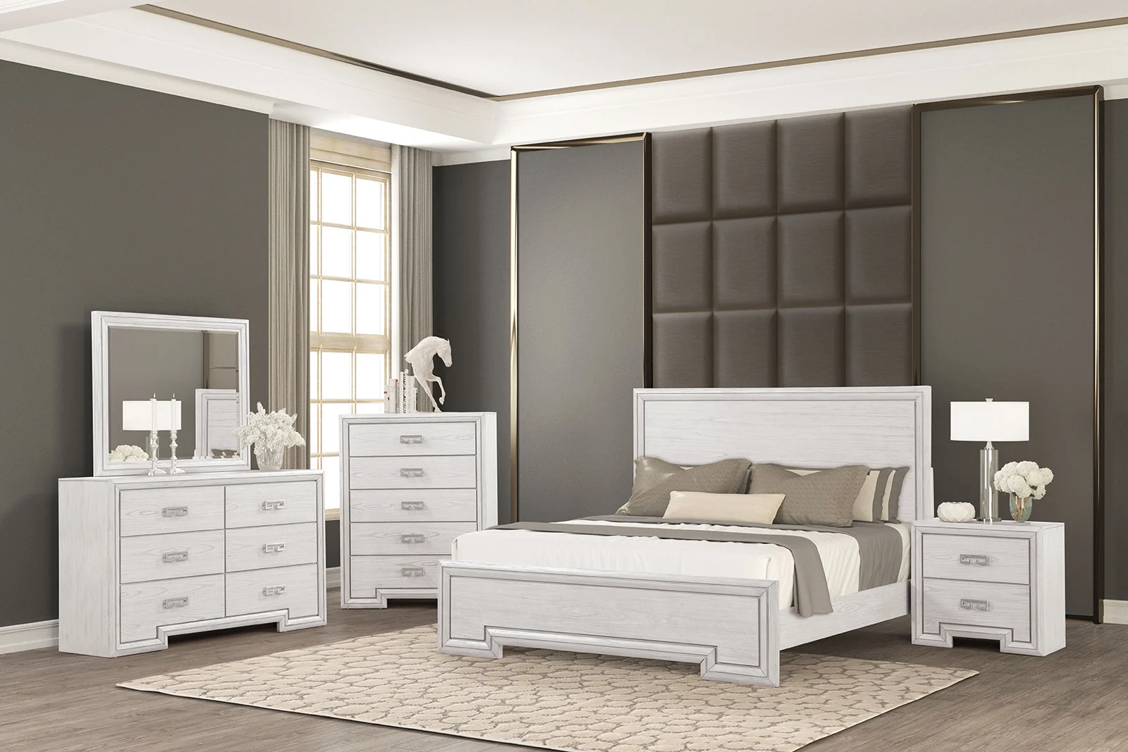 Basilone White Queen Bed - Image 5