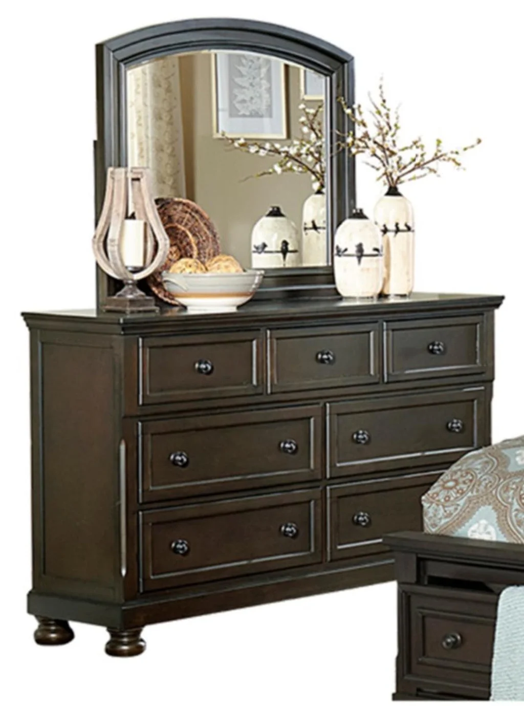 Begonia Grayish Brown Dresser with Hidden Drawer - Image 3