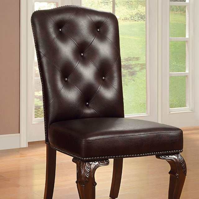 Bellagio Brown Cherry/Dark Brown Leatherette Side Chair (Set of 2) - Image 2