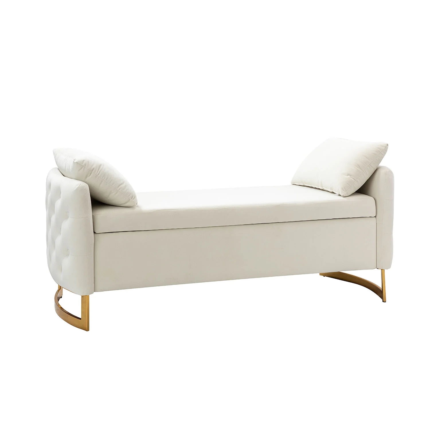 Christoph Upholstered Flip Top Storage Bench in Ivory - Image 2