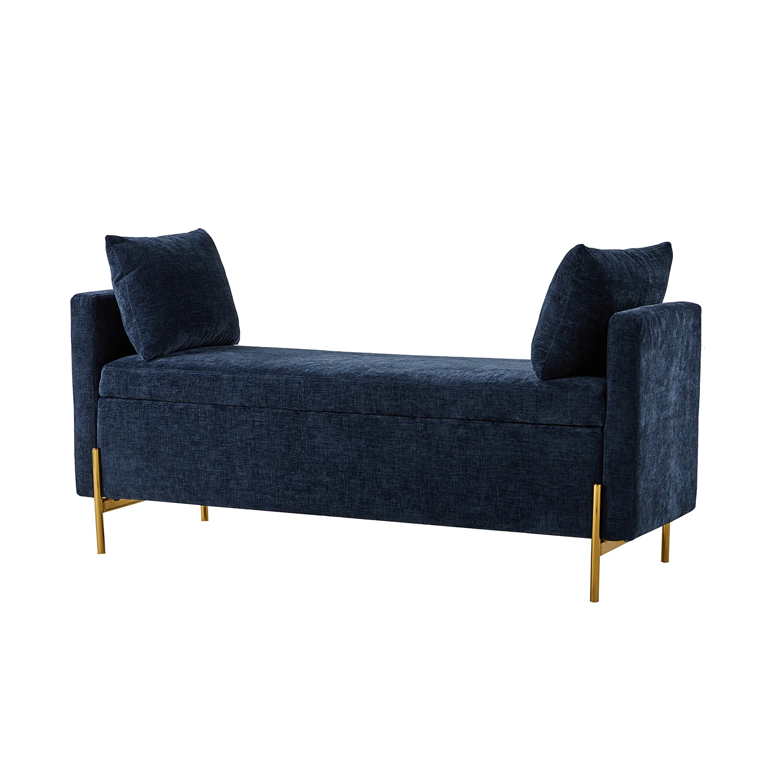 Arrigo Upholstered Flip Top Storage Bench in Navy - Image 2