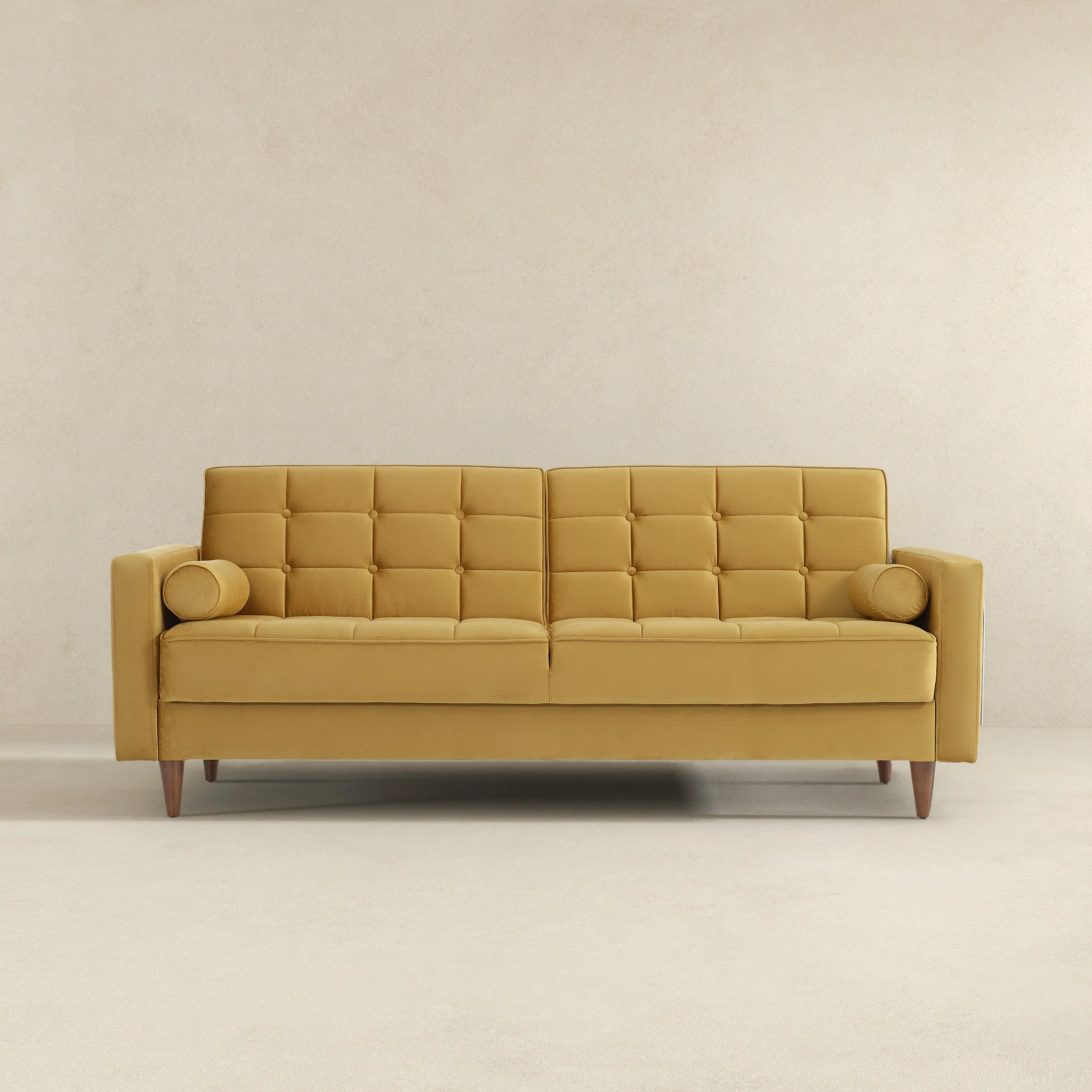 Benara Yellow Velvet Sleeper Sofa - Image 2