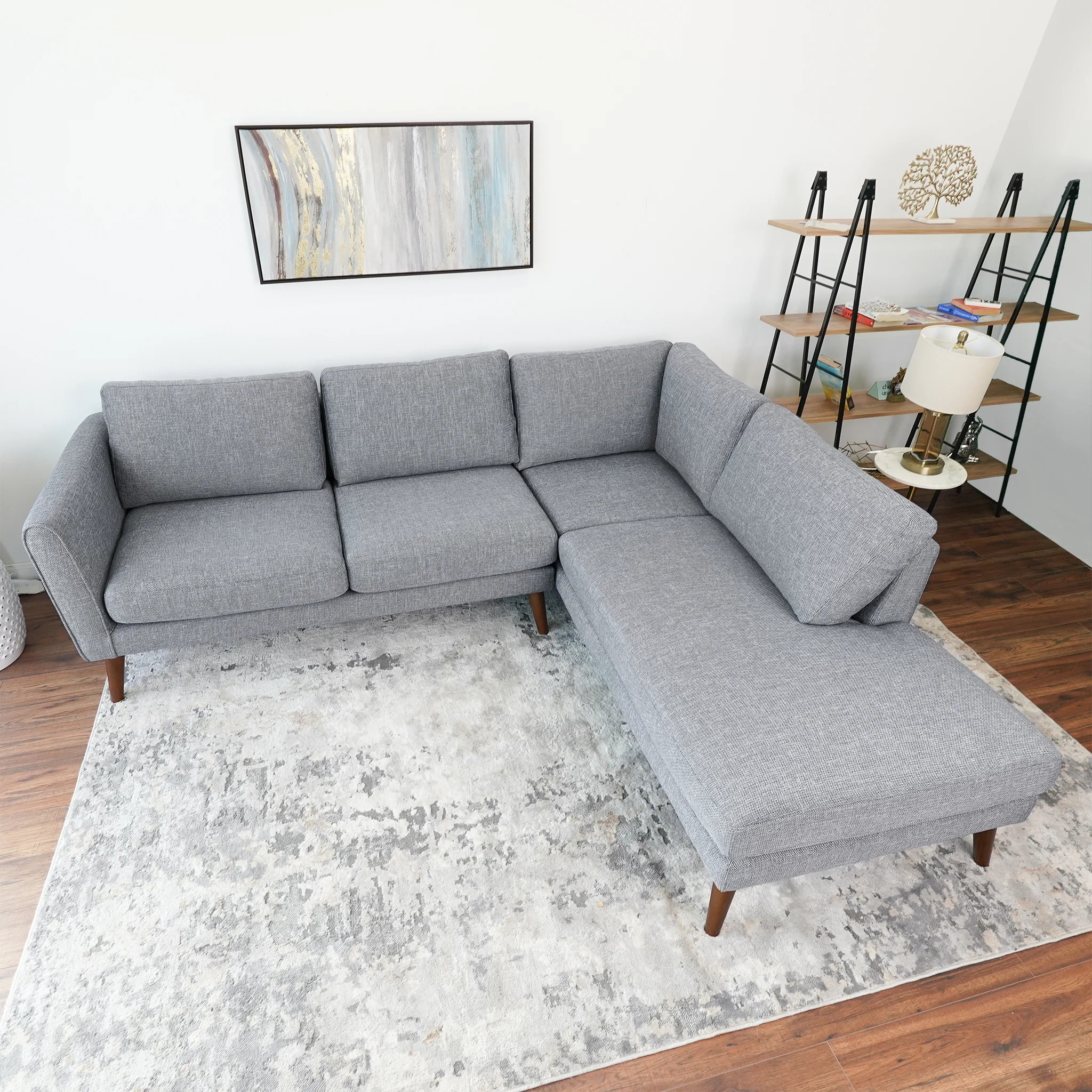Benson Grey Fabric Sectional Sofa Right Facing Chaise - Image 8