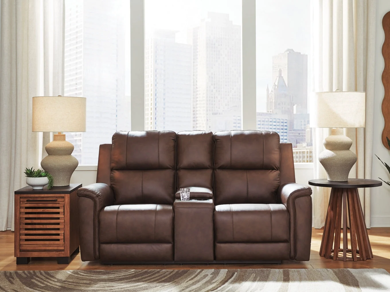 Beryton Power Reclining Loveseat/Console/Adjustable Headrest - Image 3