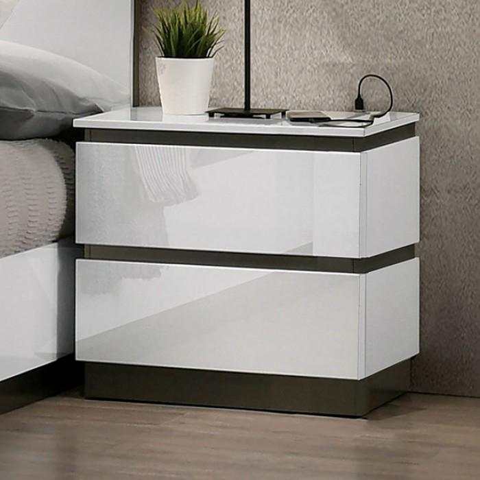 Birsfelden White & Metallic Gray 5pc Queen Bedroom Set - Image 3