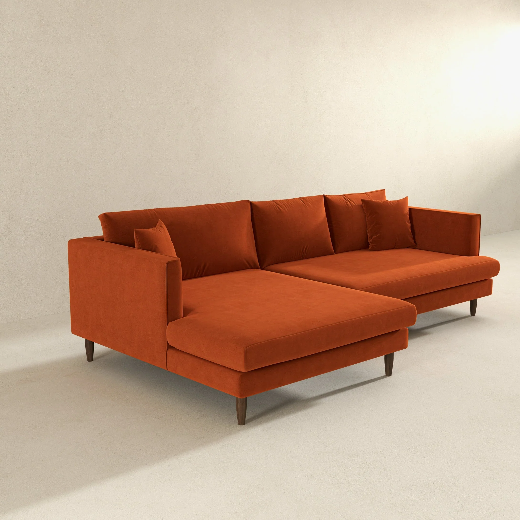 Blake L-Shaped Sectional Burnt Orange Sofa Right Facing - Image 4