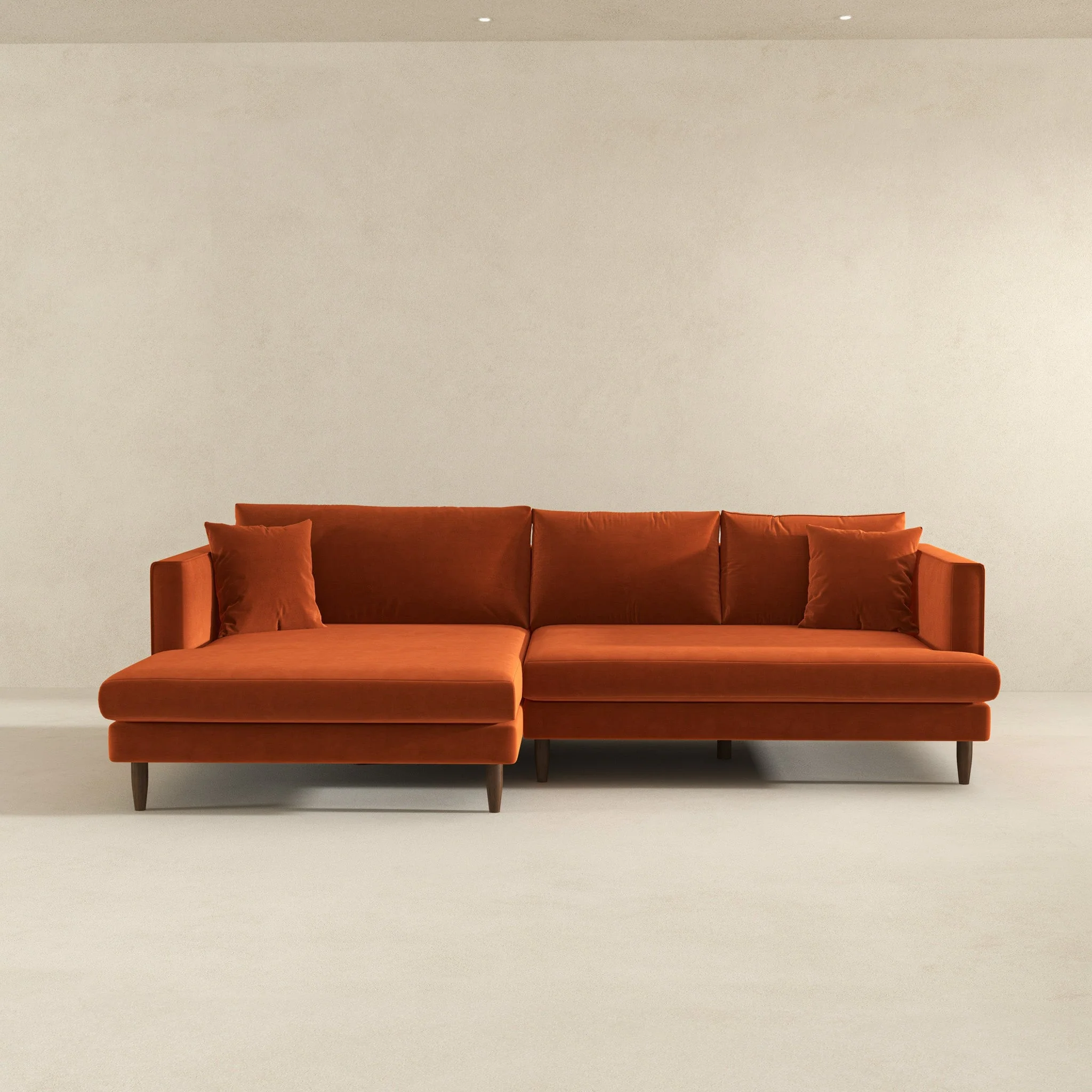 Blake L-Shaped Sectional Burnt Orange Sofa Right Facing - Image 6