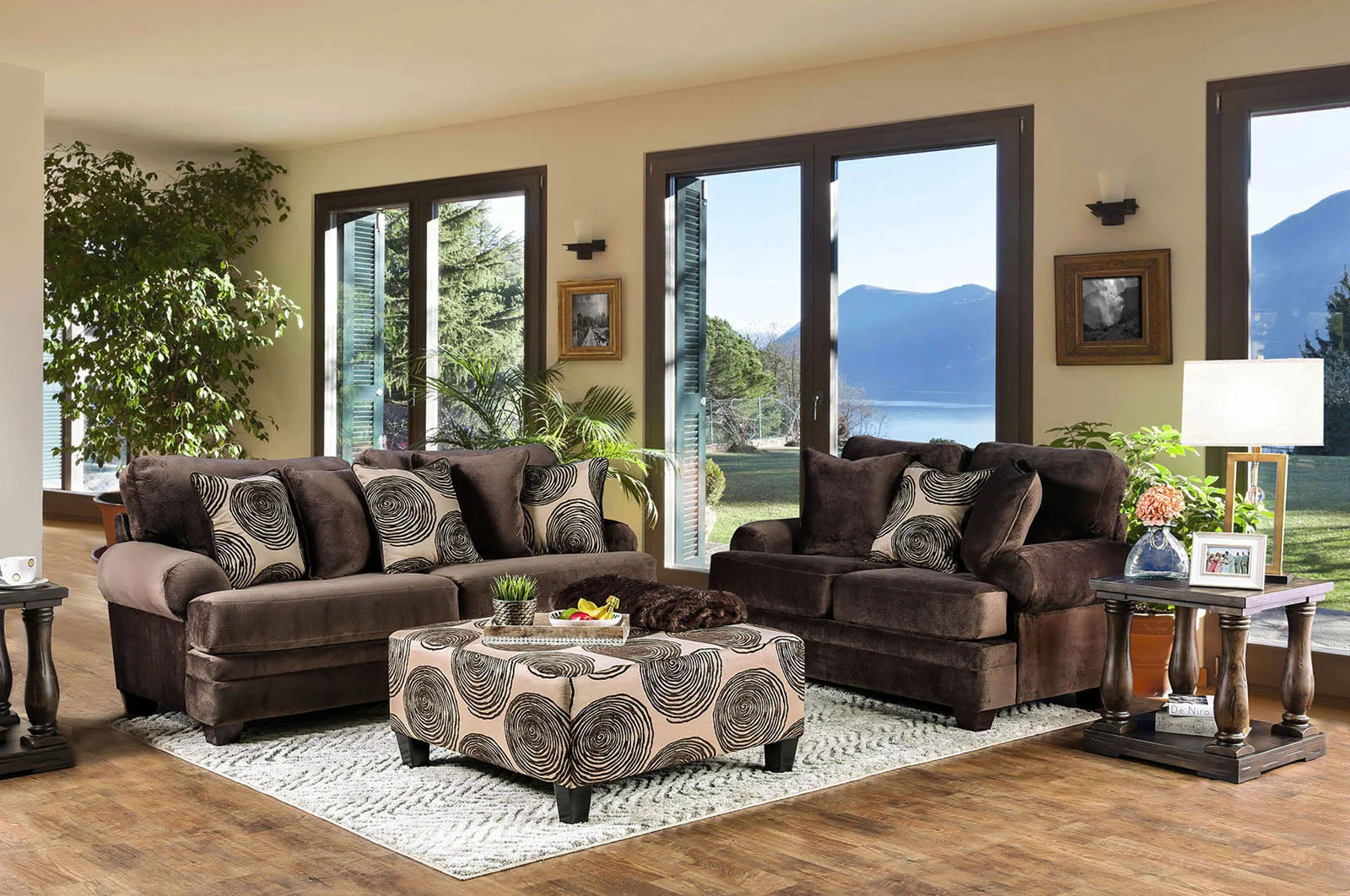 Bonaventura Brown/Pattern Ottoman - Image 4