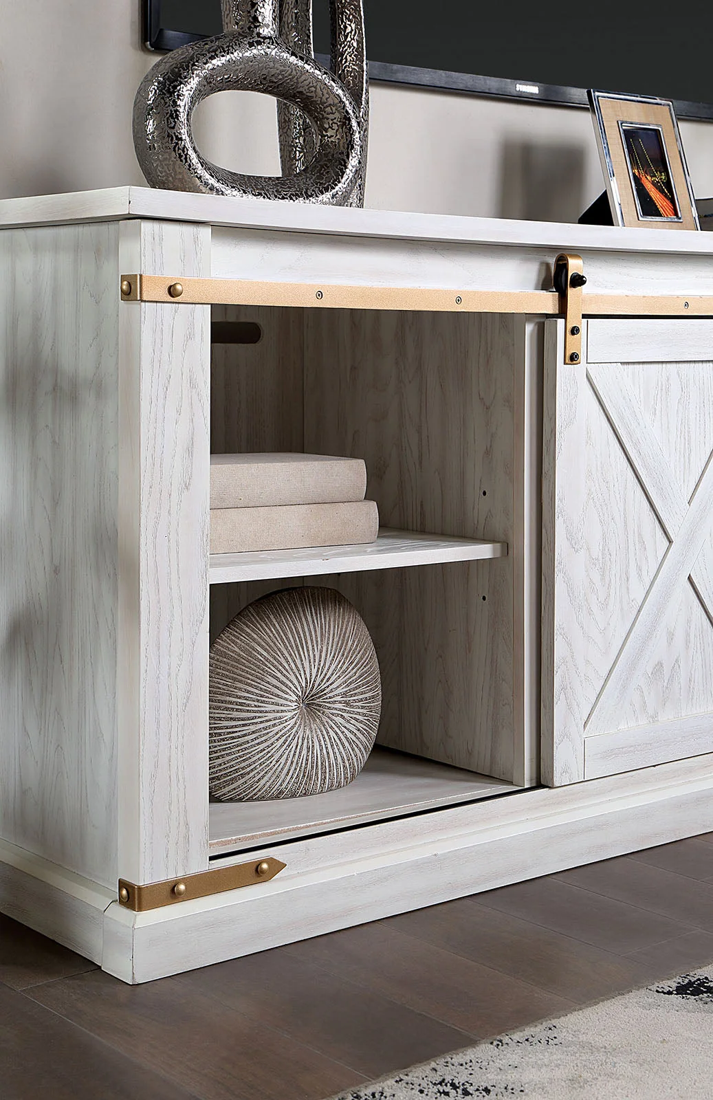 Borrego Antique White TV Stand, Antique White - Image 2
