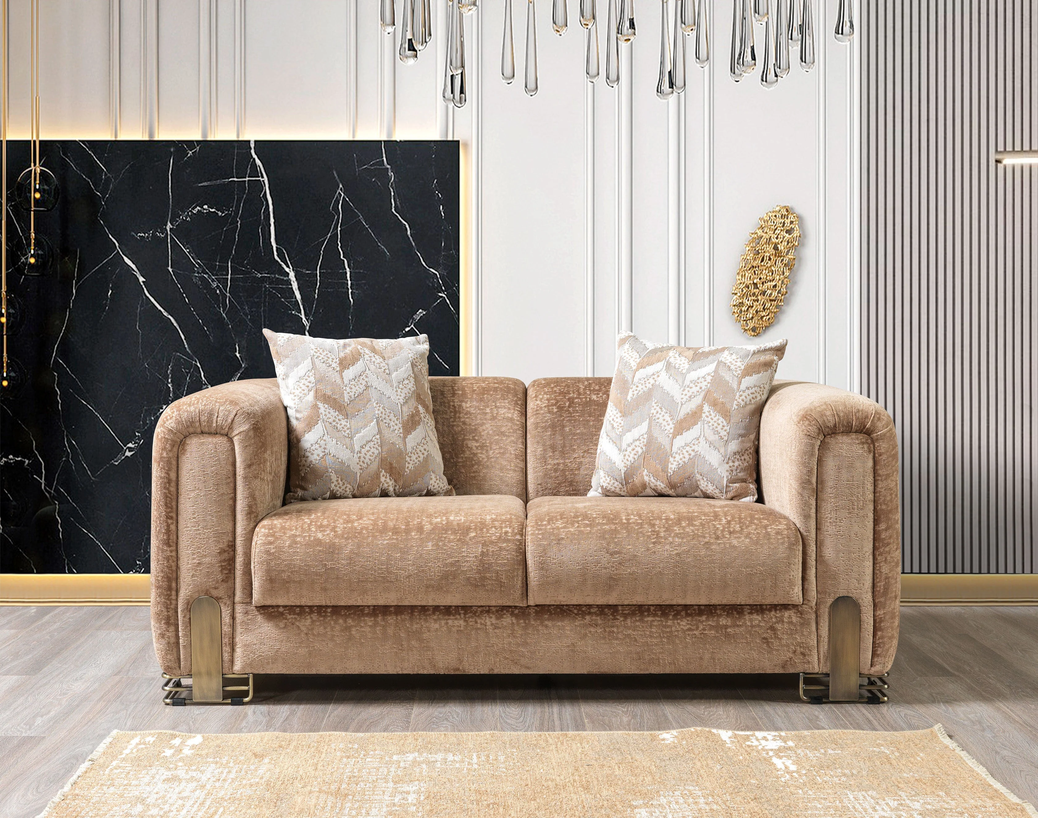 Brenda Coffee Boucle Sofa 93" & Loveseat 71" - Image 6