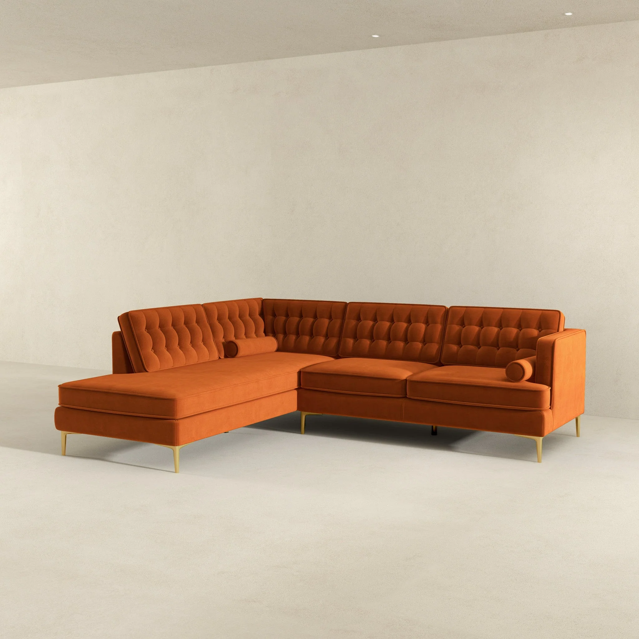 Brooke Burnt Orange Sectional Sofa Left Facing - Image 6