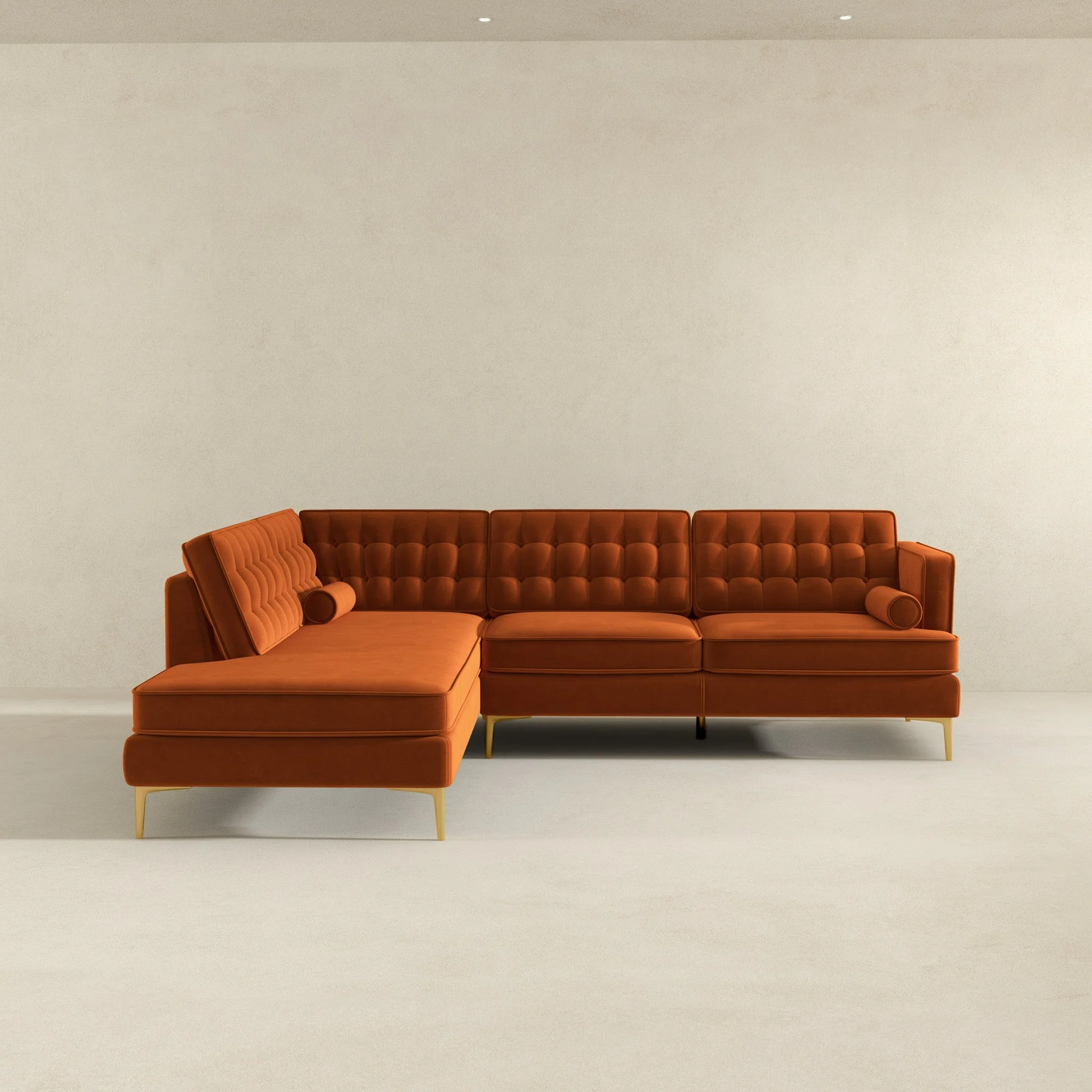 Brooke Burnt Orange Sectional Sofa Left Facing - Image 7