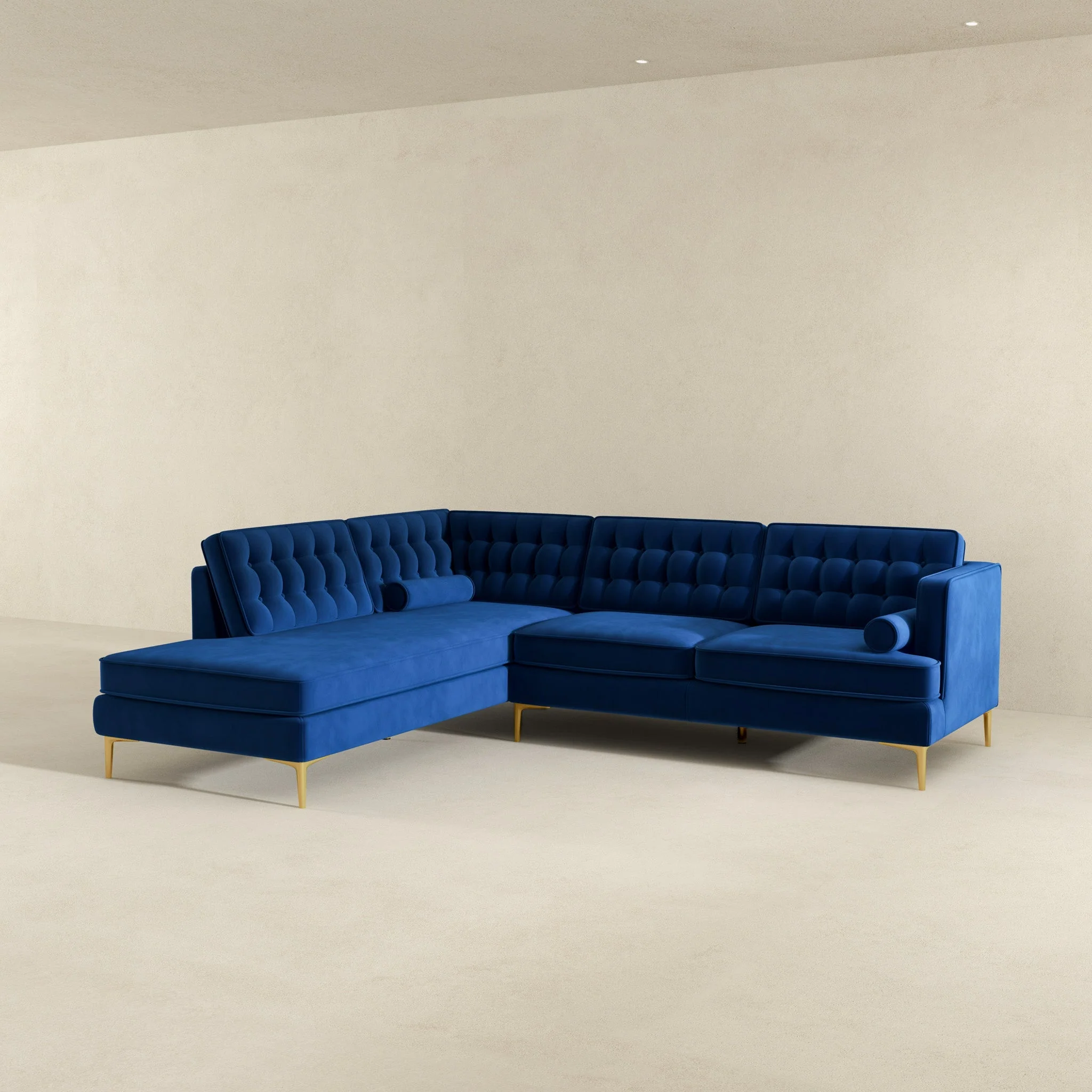 Brooke Dark Blue Sectional Sofa Left Facing - Image 5