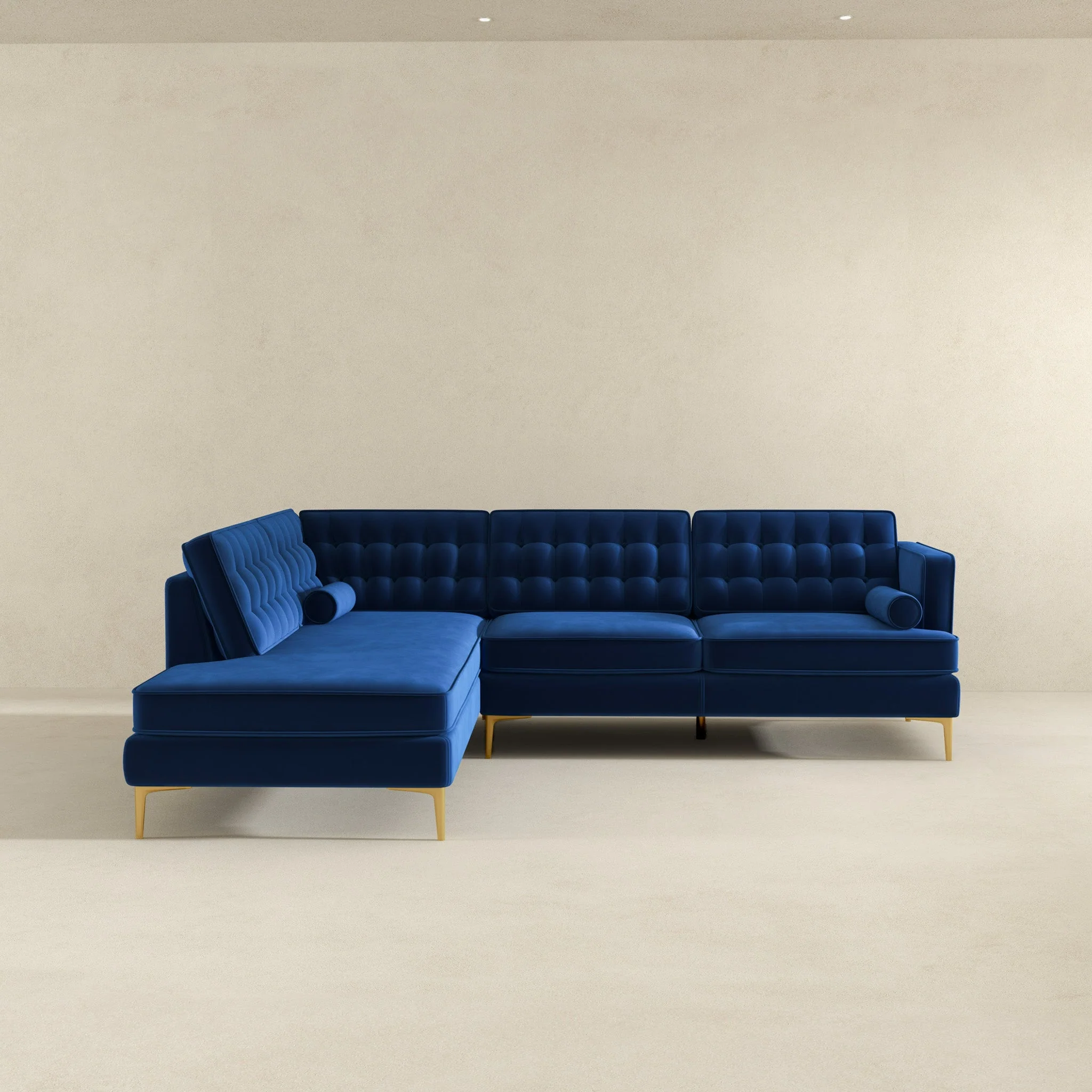Brooke Dark Blue Sectional Sofa Left Facing - Image 6