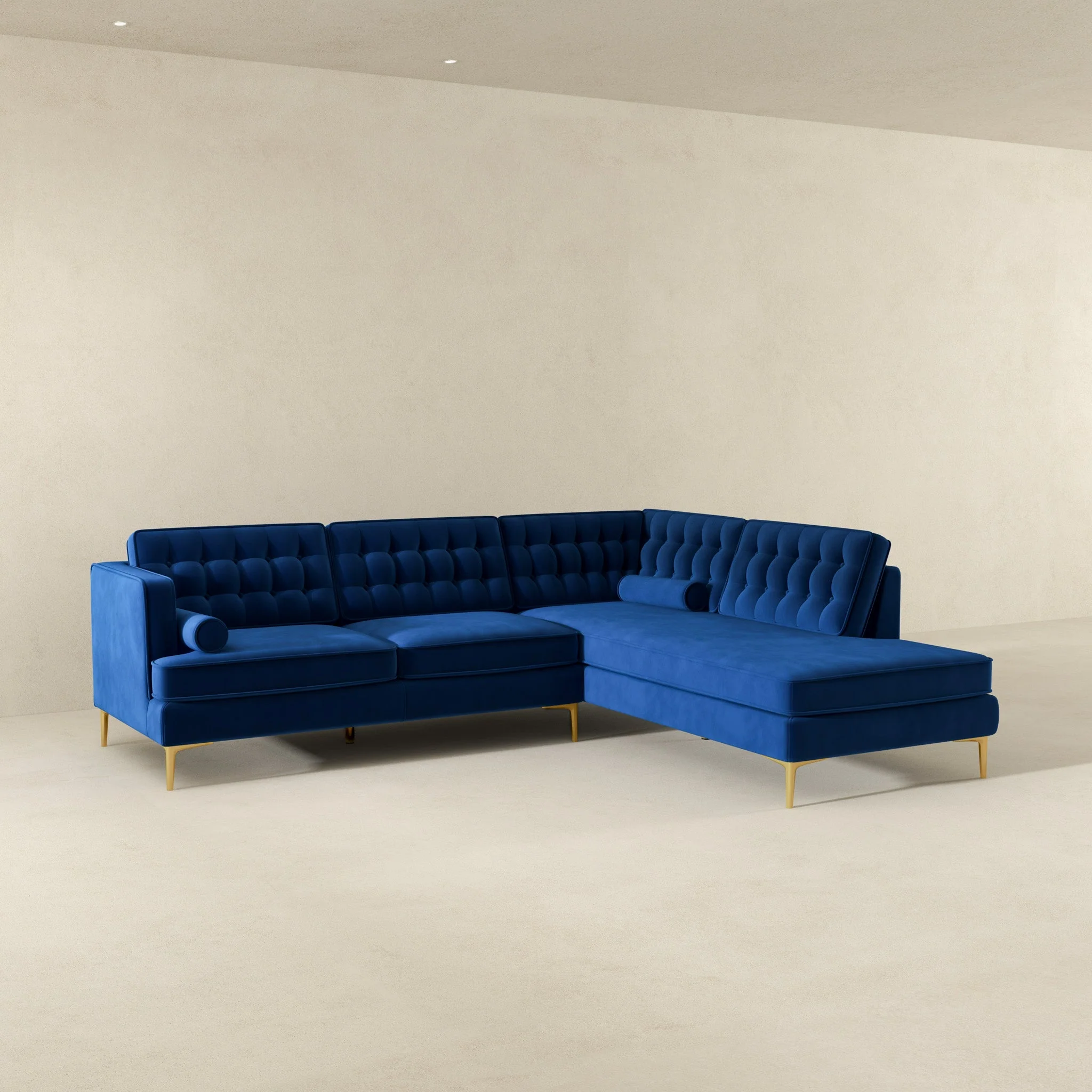 Brooke Dark Blue Sectional Sofa Right Facing - Image 5