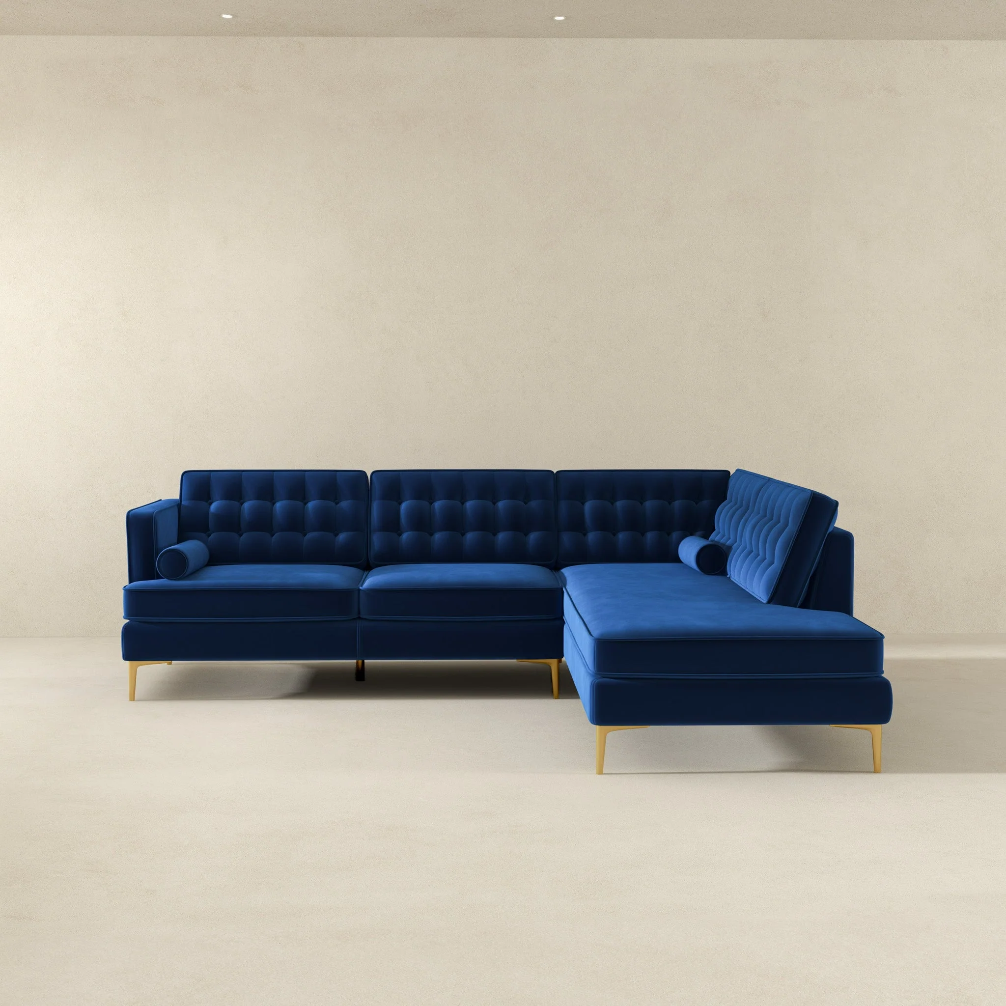 Brooke Dark Blue Sectional Sofa Right Facing - Image 6