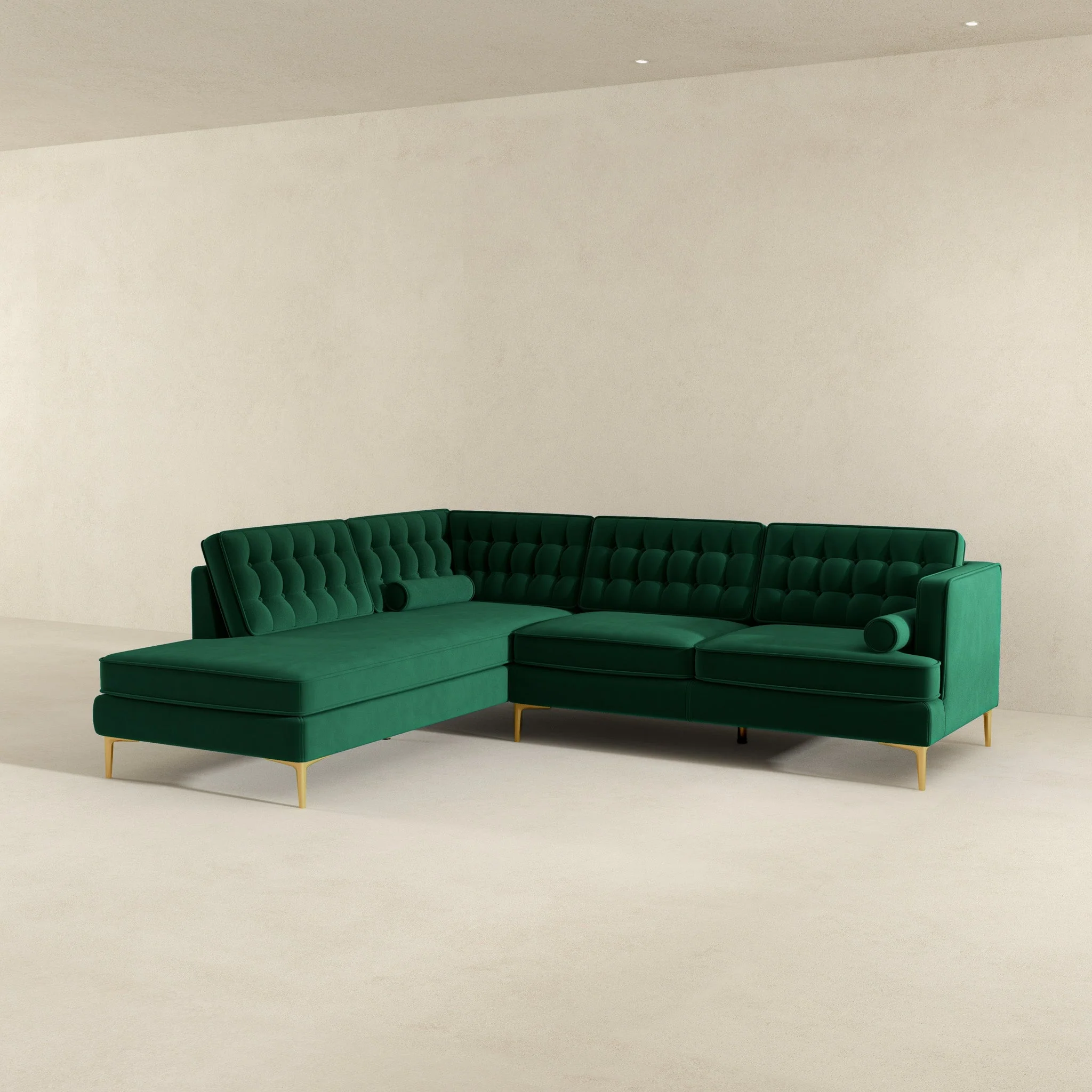 Brooke Green Sectional Sofa Left Facing - Image 4