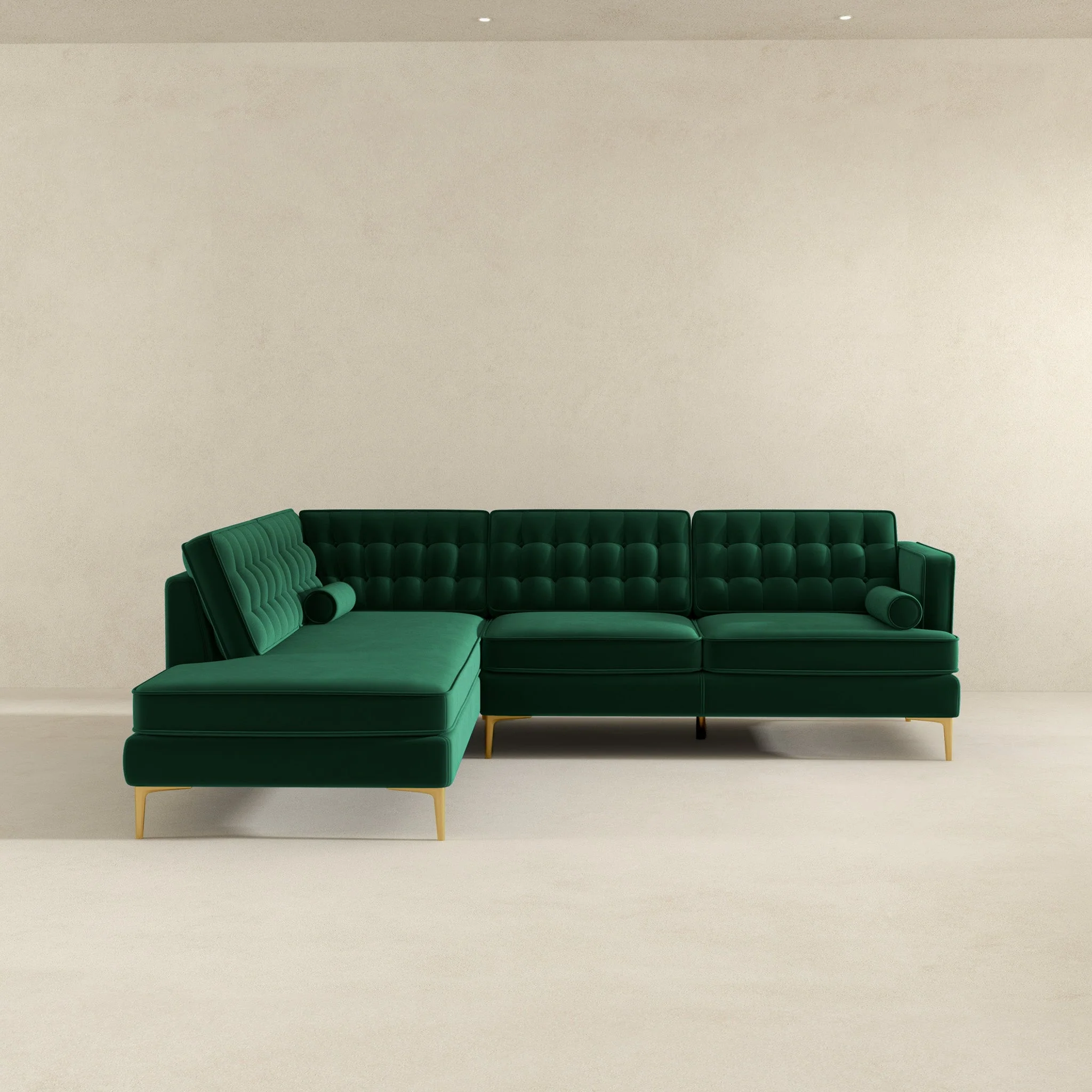 Brooke Green Sectional Sofa Left Facing - Image 5