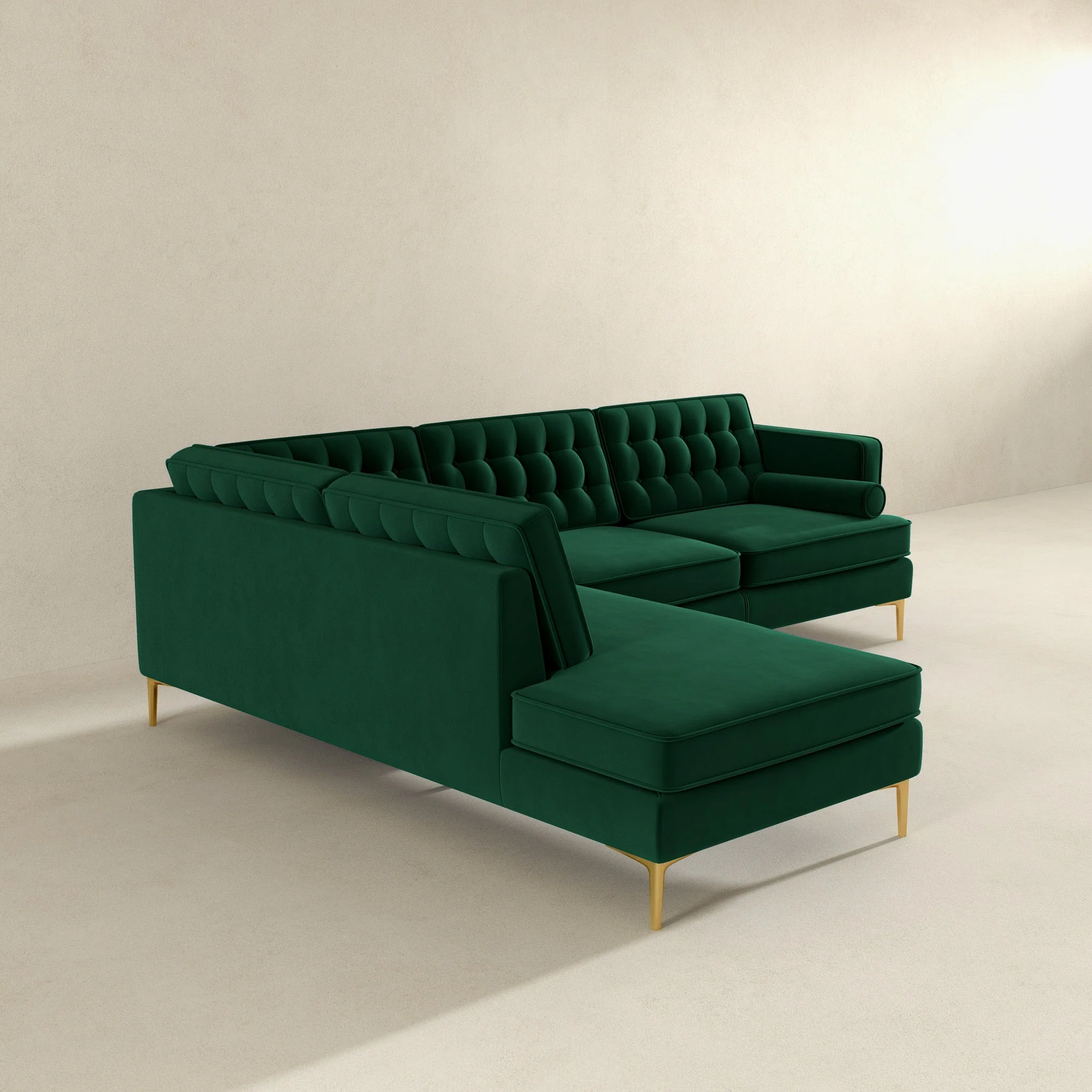 Brooke Green Sectional Sofa Left Facing - Image 6