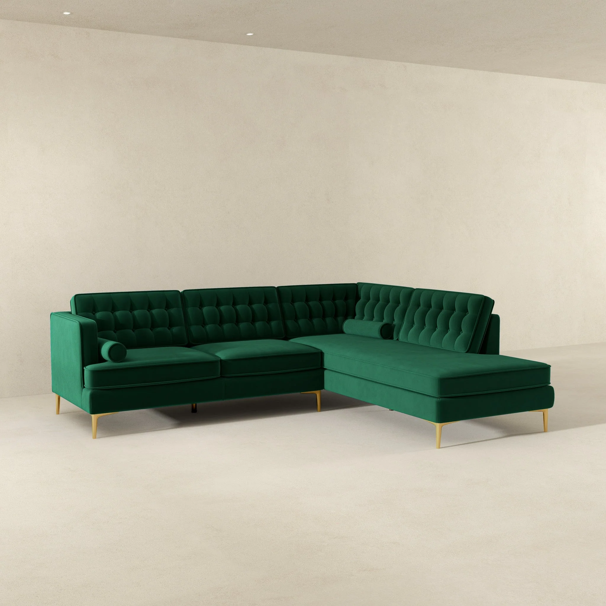 Brooke Green Sectional Sofa Right Facing - Image 4