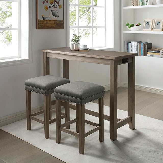 Caerleon Wire-Brushed Gray/Gray 3 Pc. Counter Height Table Set - Image 2