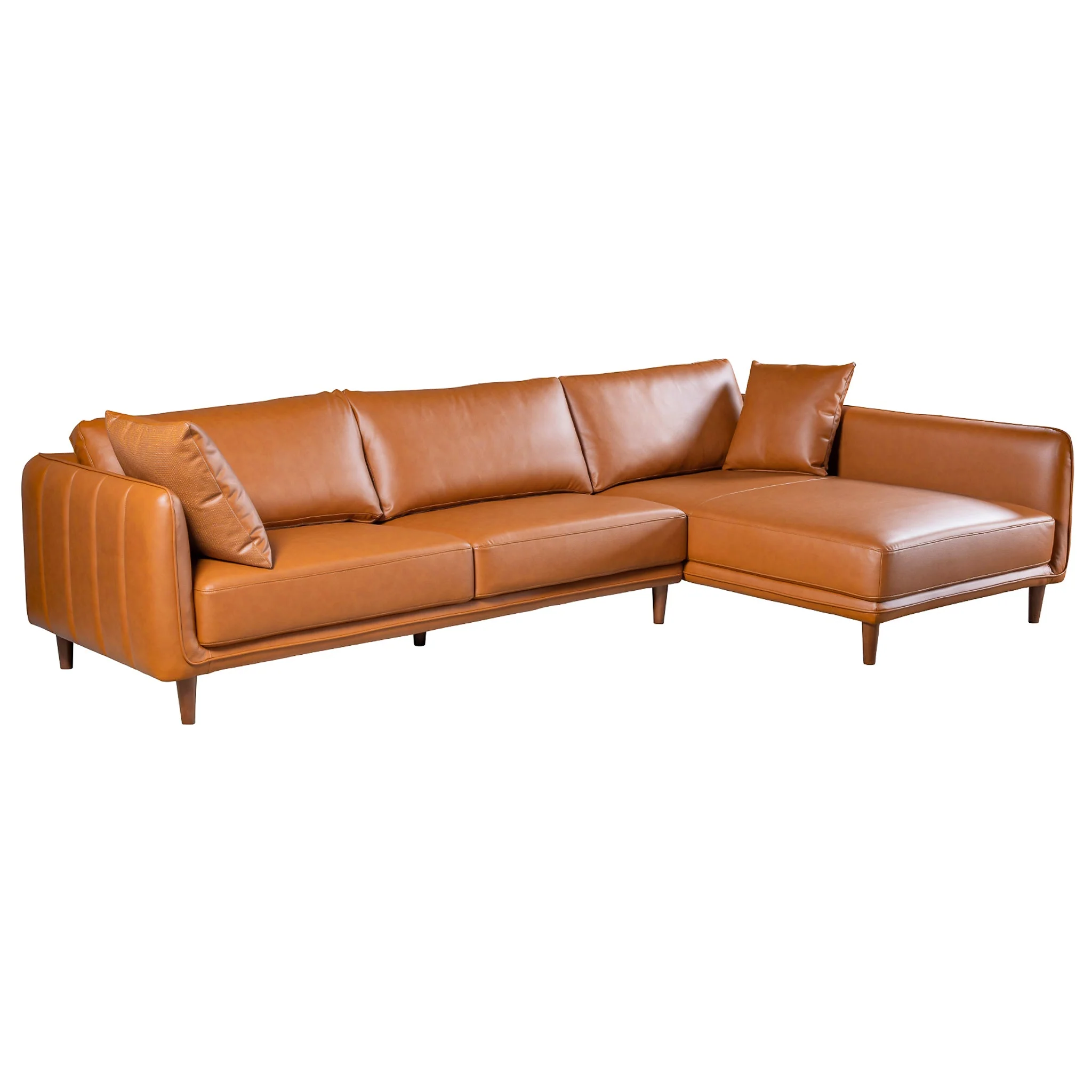 Cairo Sectional Right Sofa - Cognac Vegan Leather - Image 3
