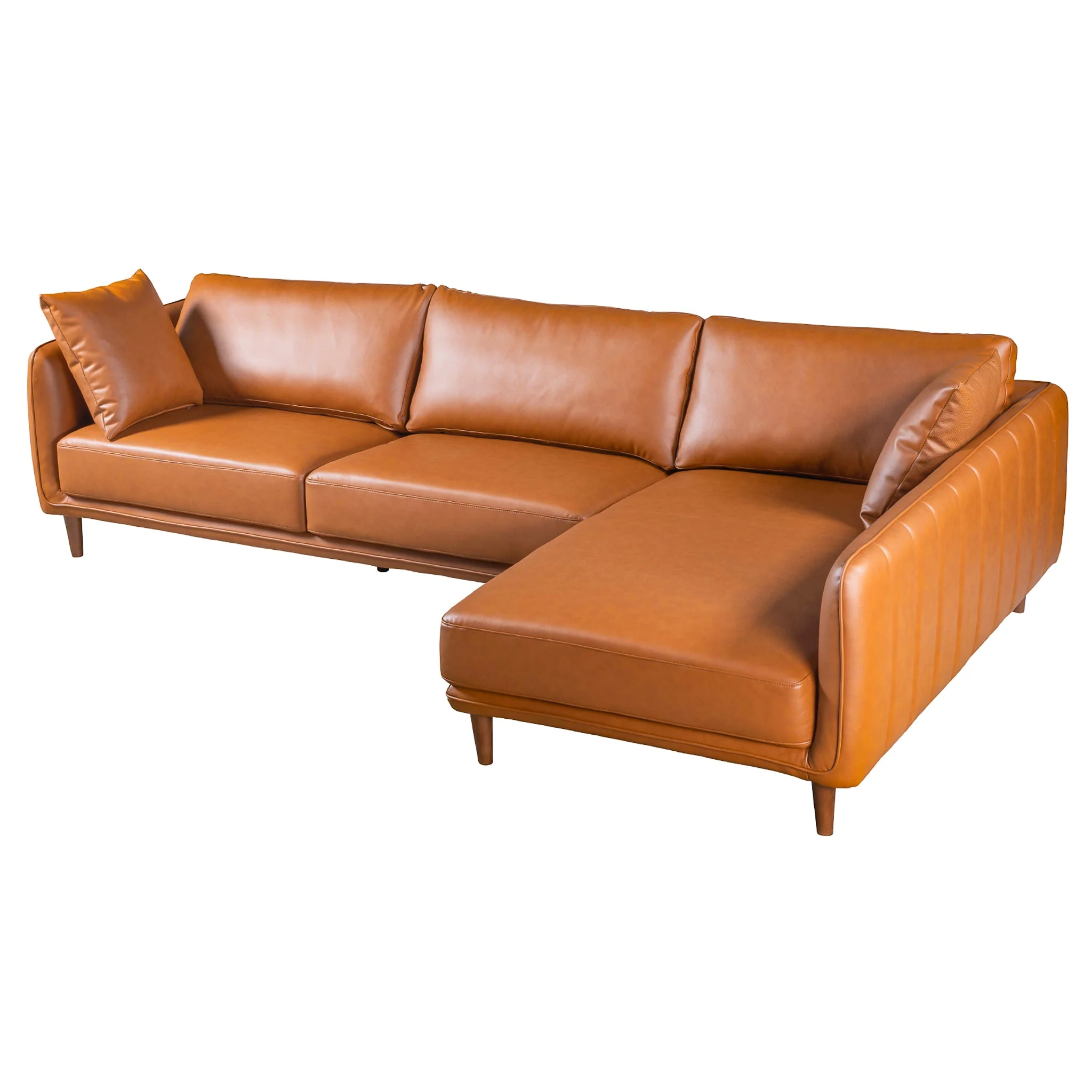 Cairo Sectional Right Sofa - Cognac Vegan Leather - Image 4