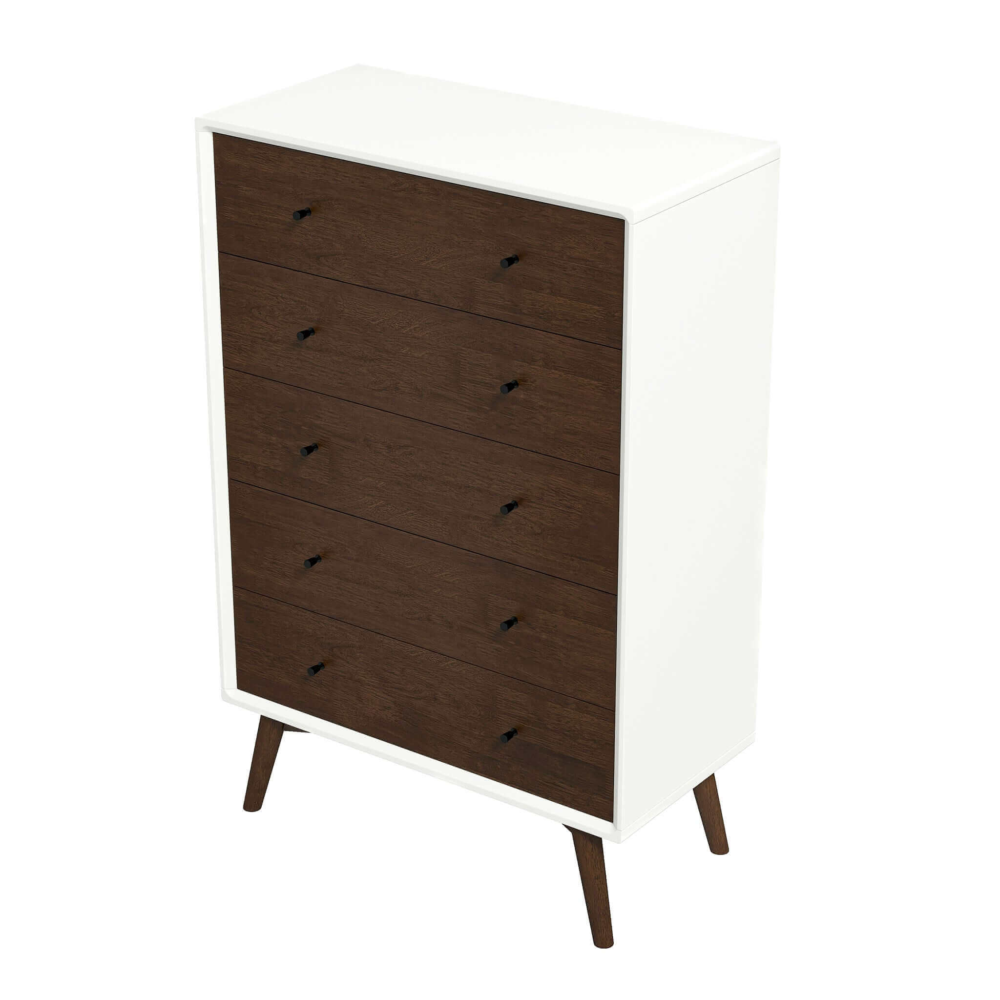 Caroline Mid Century Modern Solid Wood White Dresser 5-Drawer - Image 6