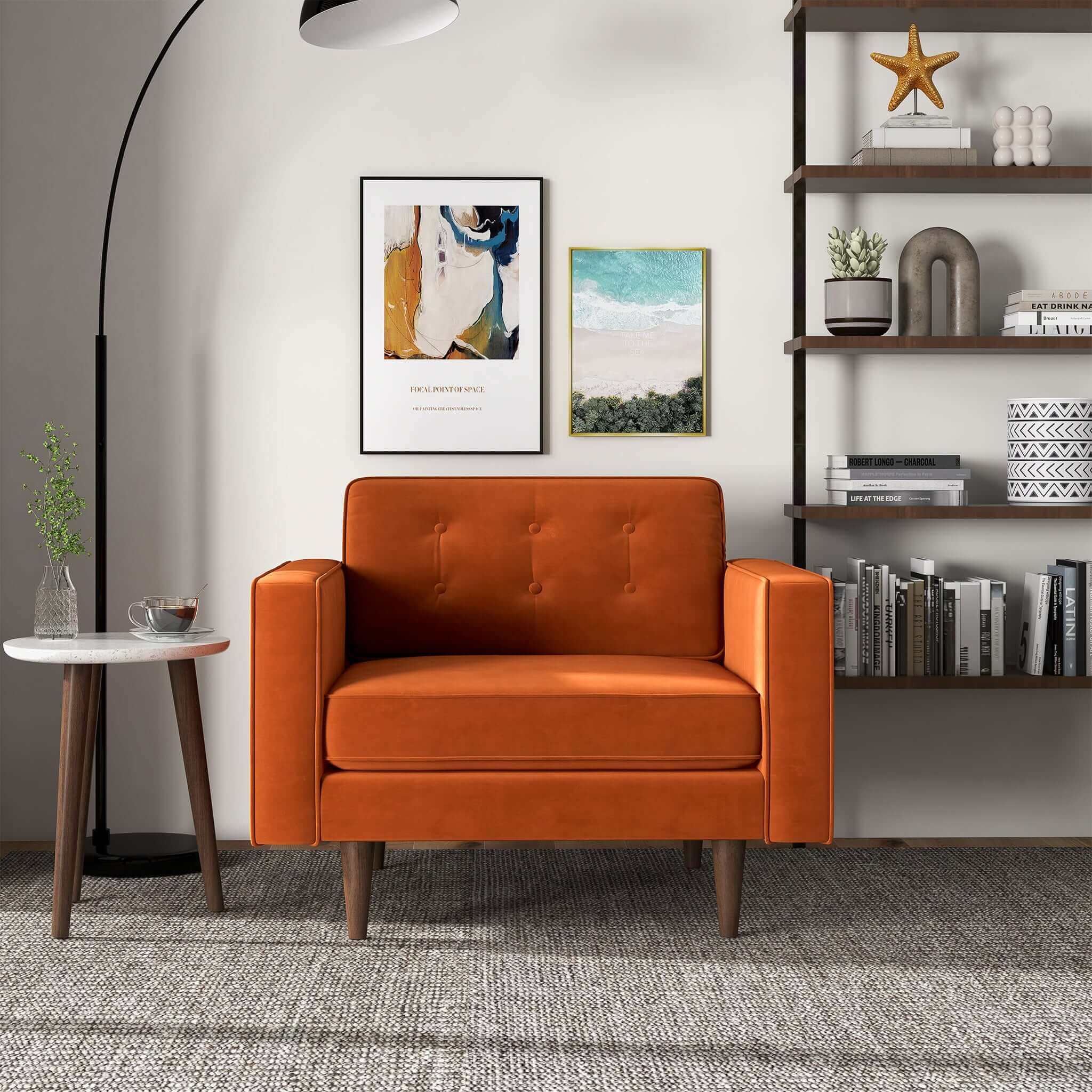 Casey Burnt Orange Velvet Lounge Chair - Image 3
