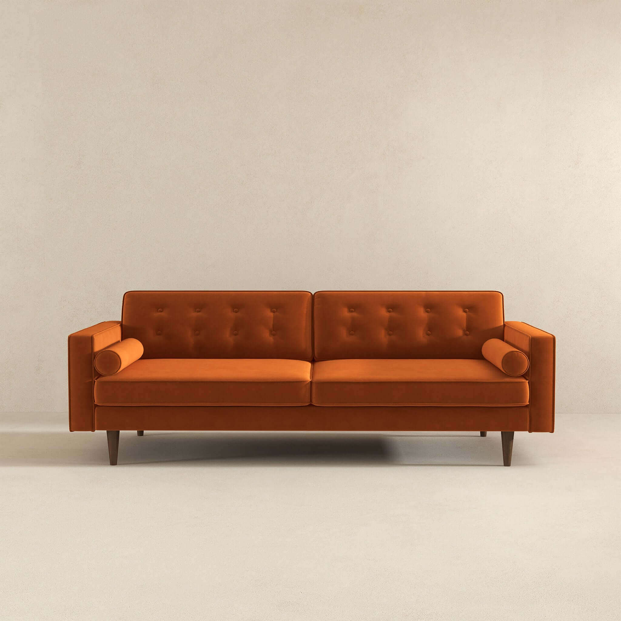 Casey Mid Century Modern Burnt Orange Velvet Sofa - Image 3