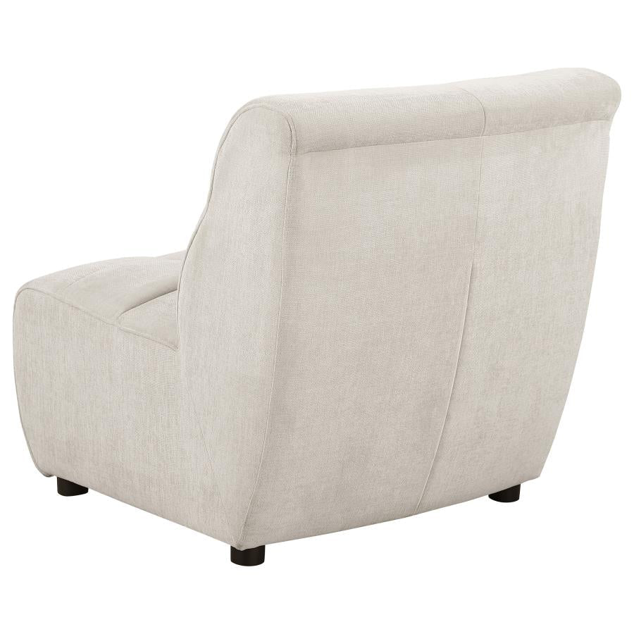 Charlotte Upholstered Curved Armless Chair Ivory - Image 6