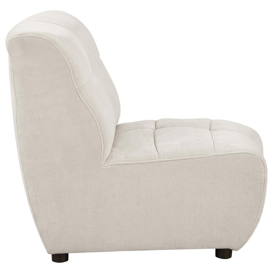 Charlotte Upholstered Curved Armless Chair Ivory - Image 8