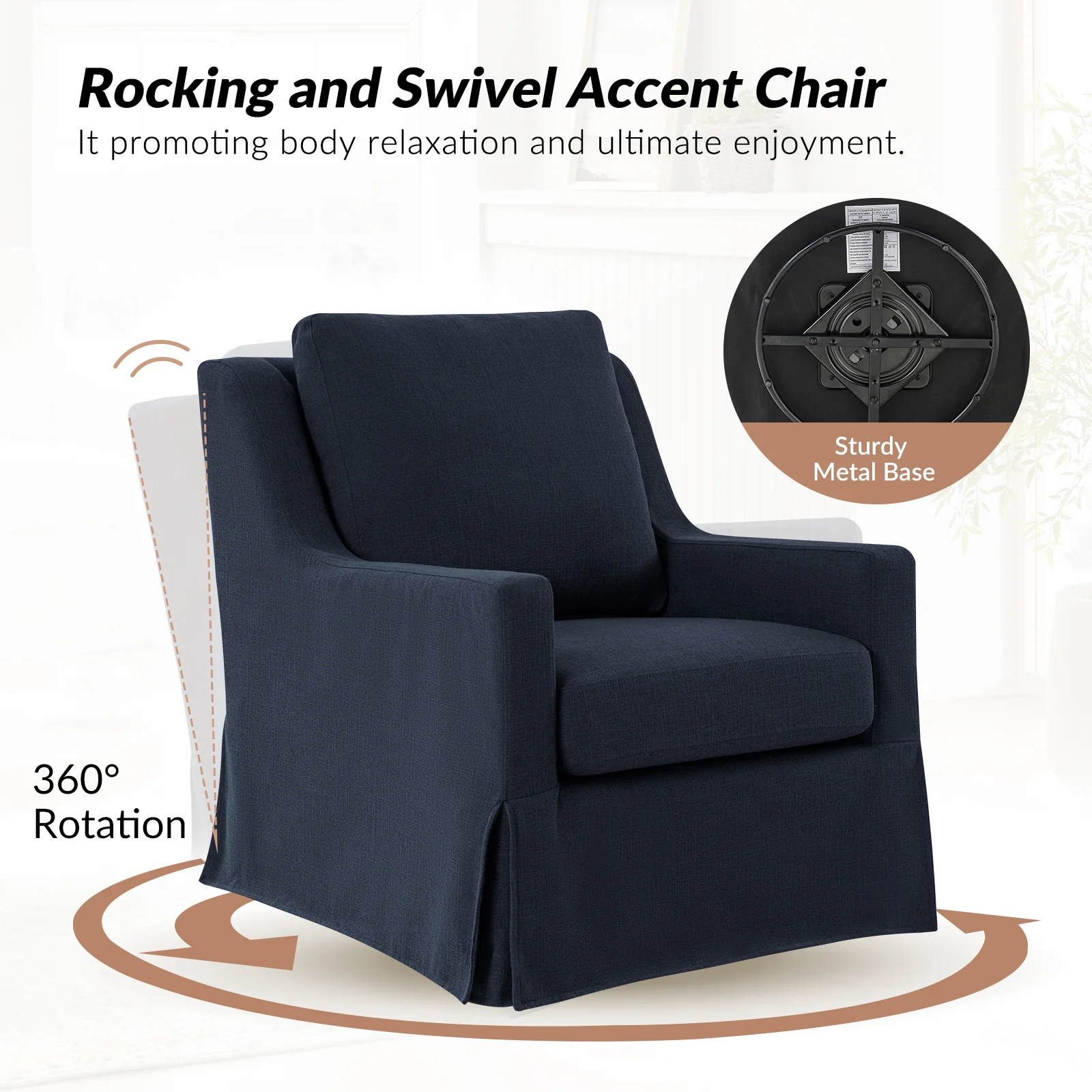 Stan Swivel Chair in Navy - Image 3