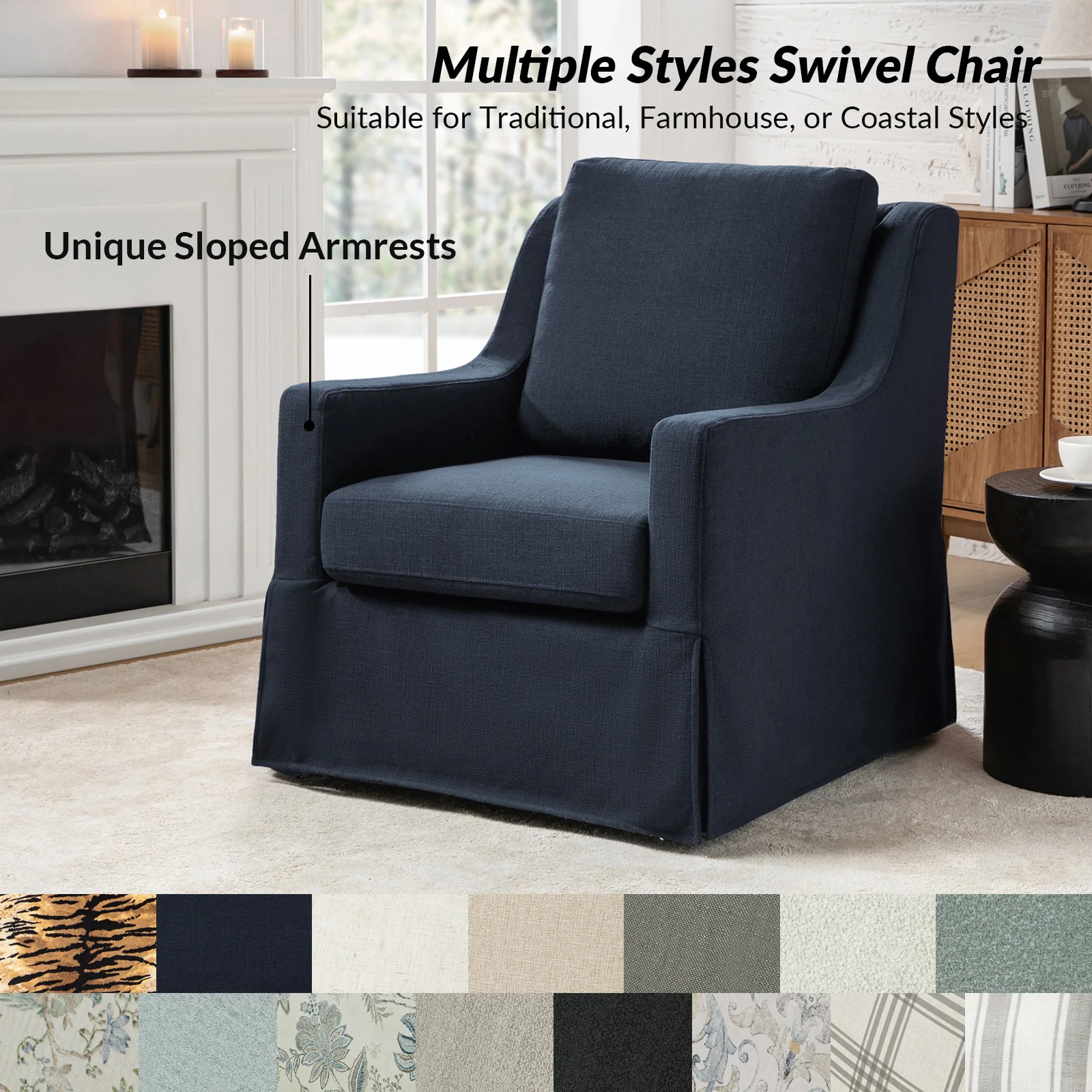 Stan Swivel Chair in Navy - Image 4