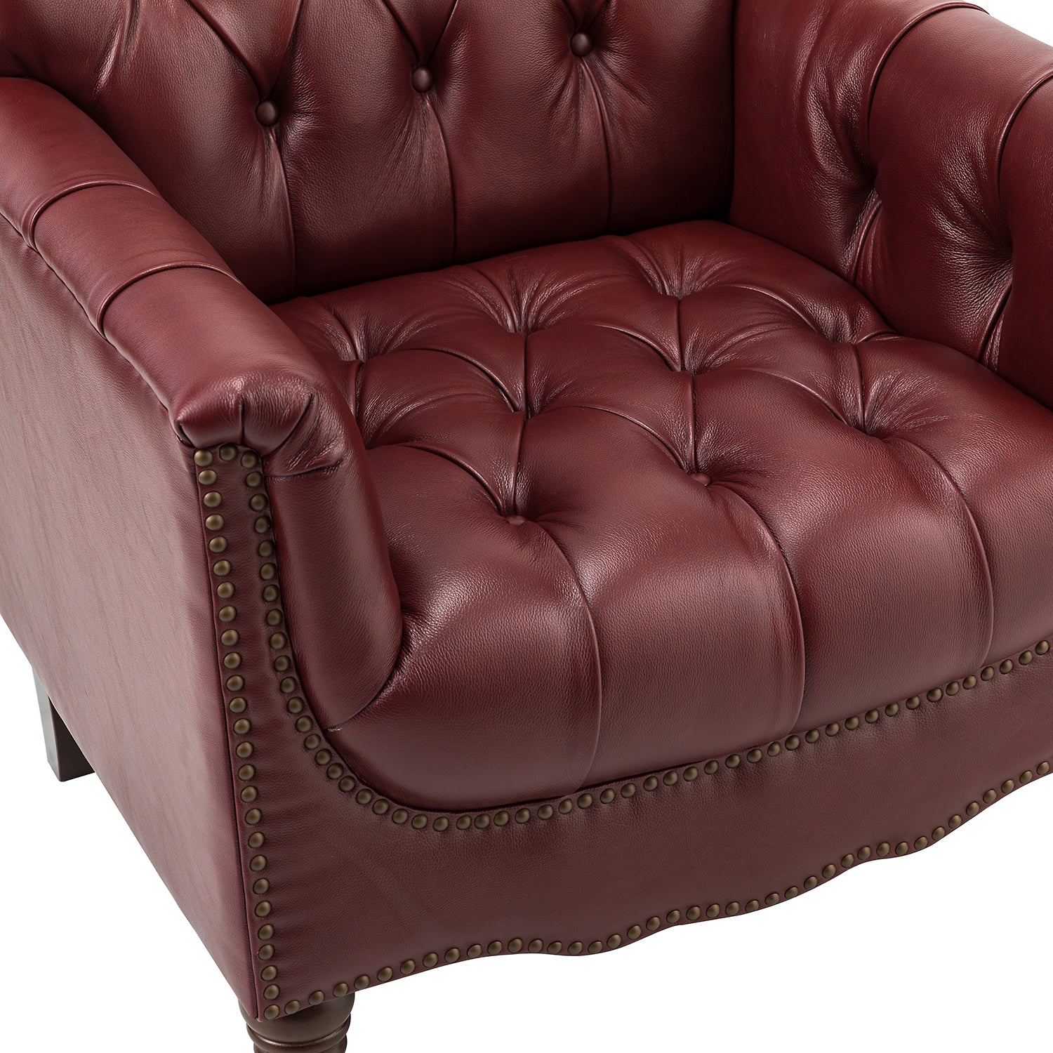 Elijah Genuine Leather Armchair in Burgundy - Image 6